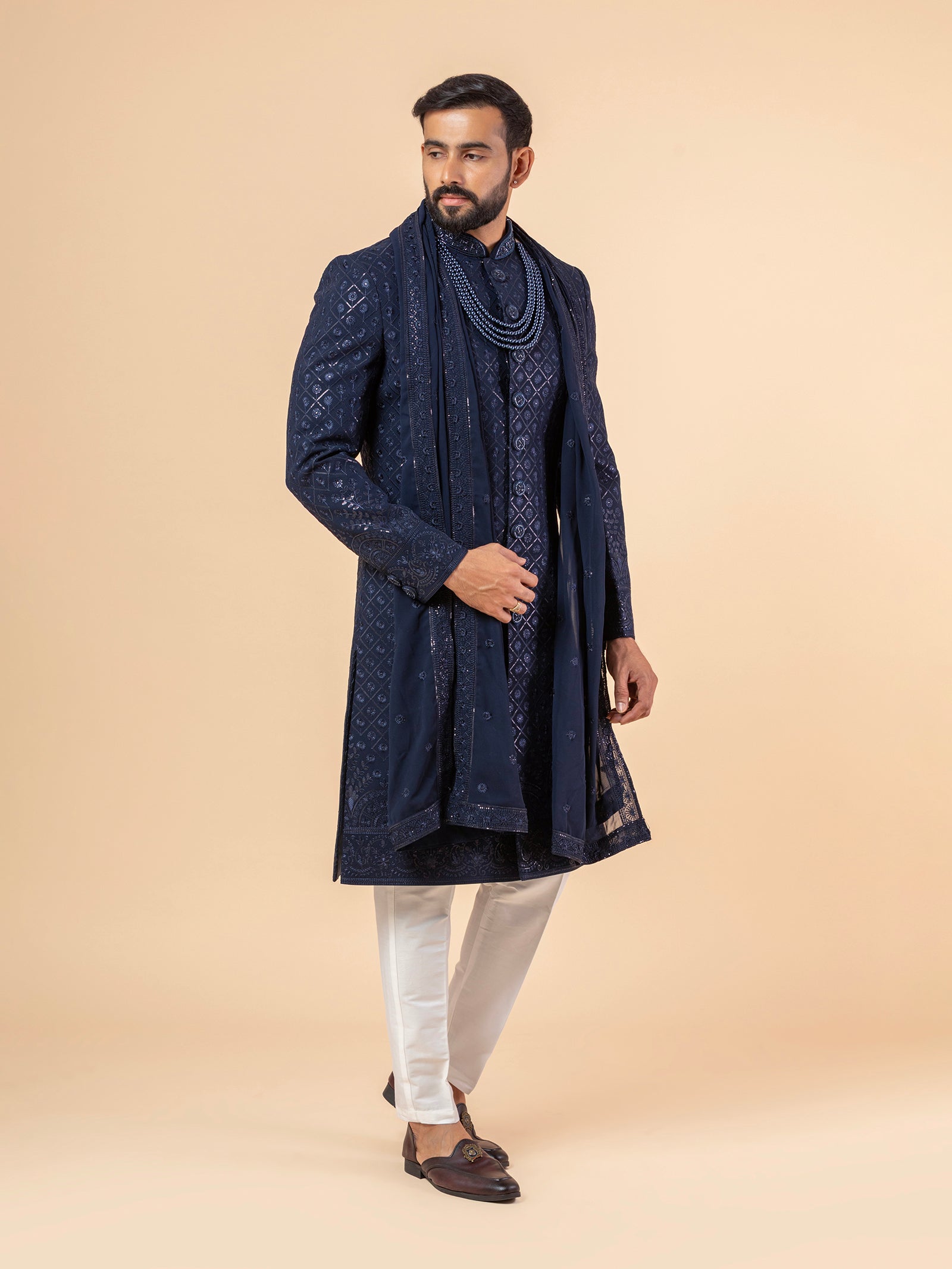 Midnight Sapphire Embroidered Sherwani