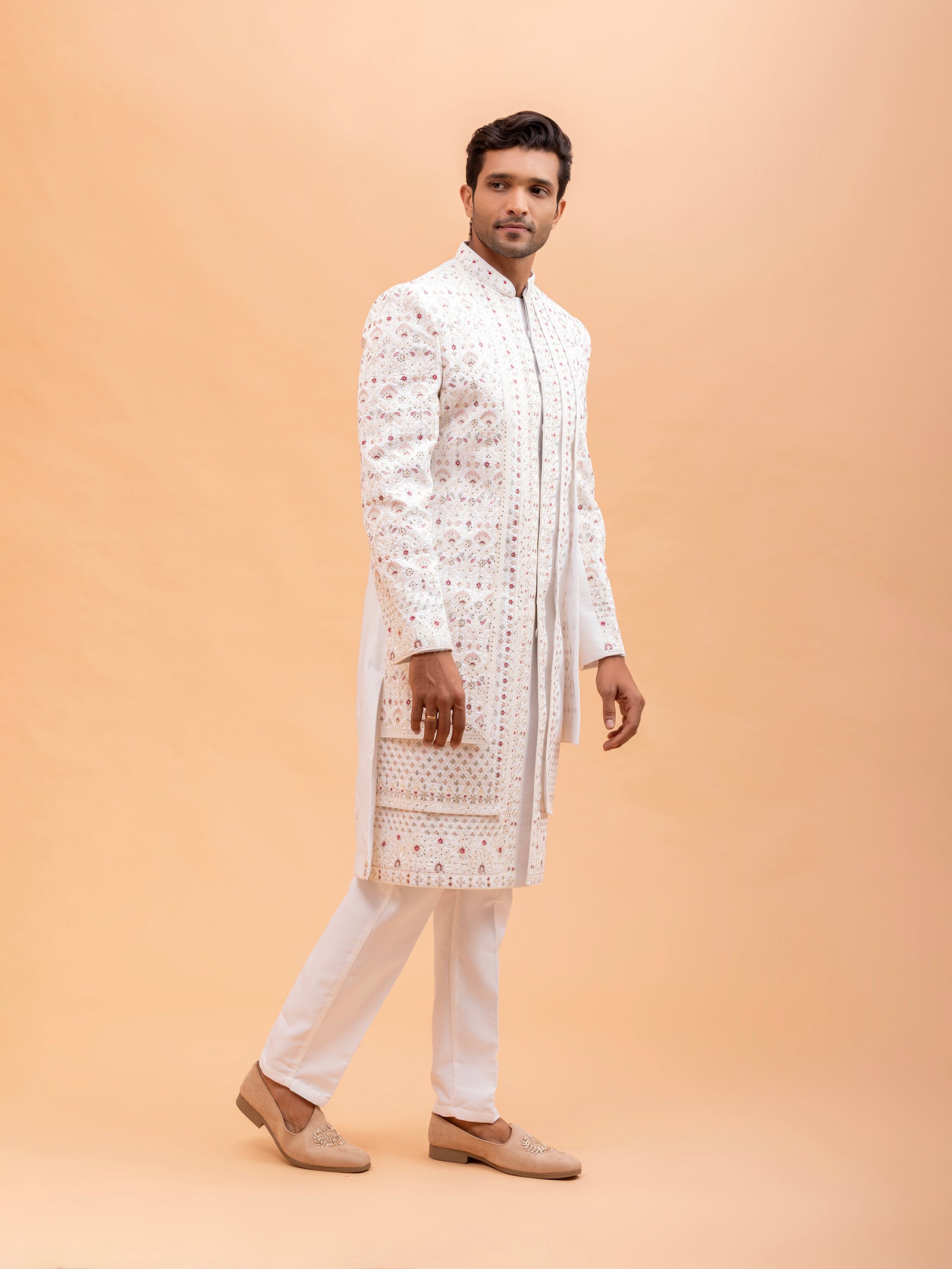 Ivory Floral Embroidered Sherwani