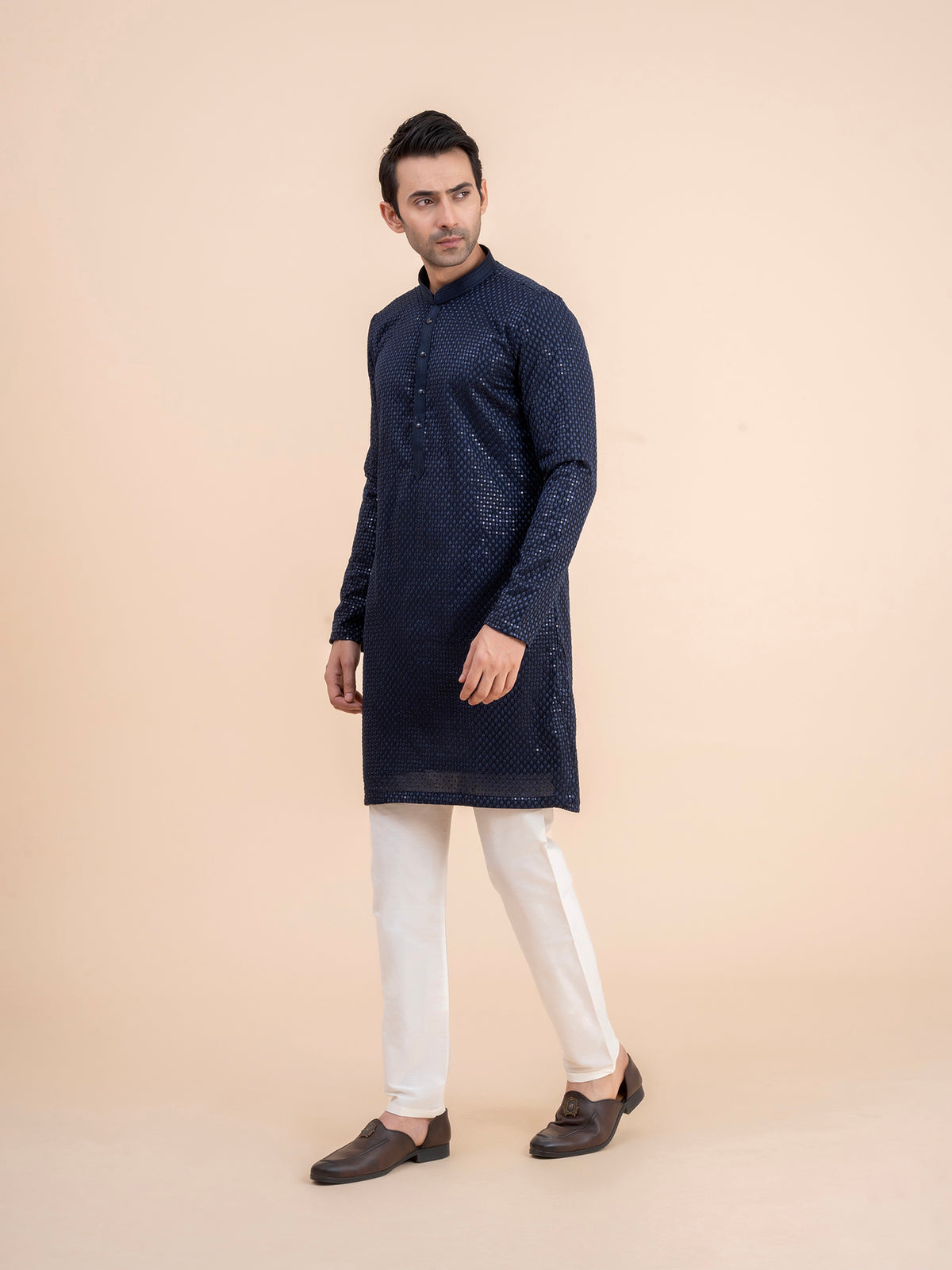 Midnight Blue Embellished Kurta Set