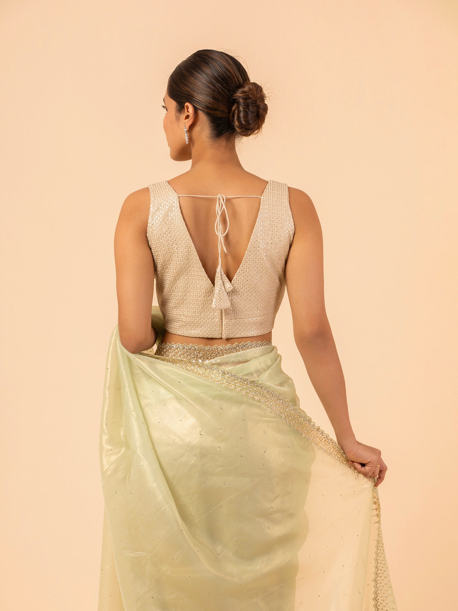 Champagne Sequin V-Neck Blouse