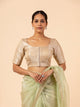 Champagne Brocade Scoop Neck Blouse