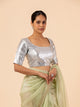 Silver Metallic Scoop Neck Blouse
