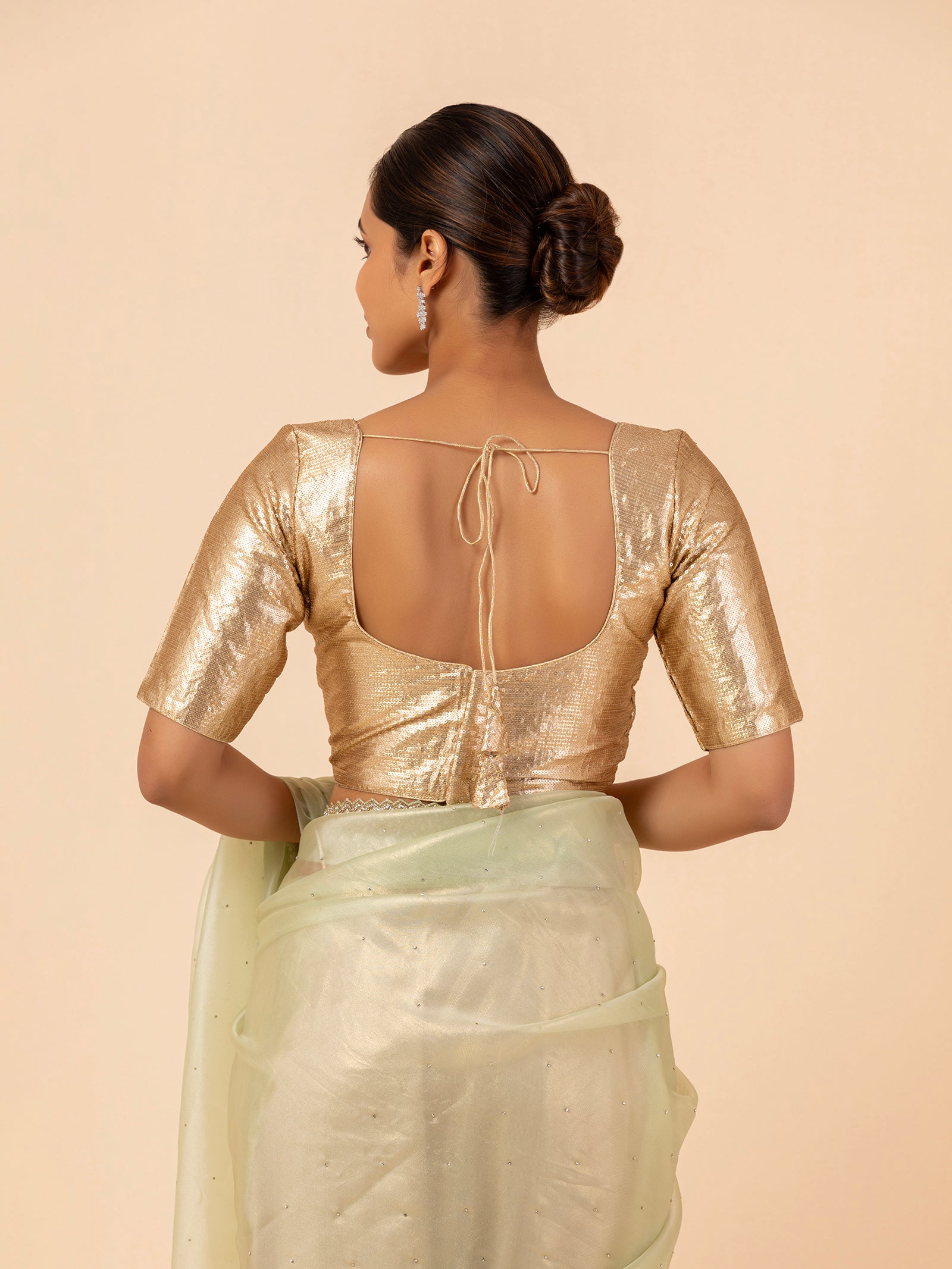 Golden Metallic Scoop Neck Blouse