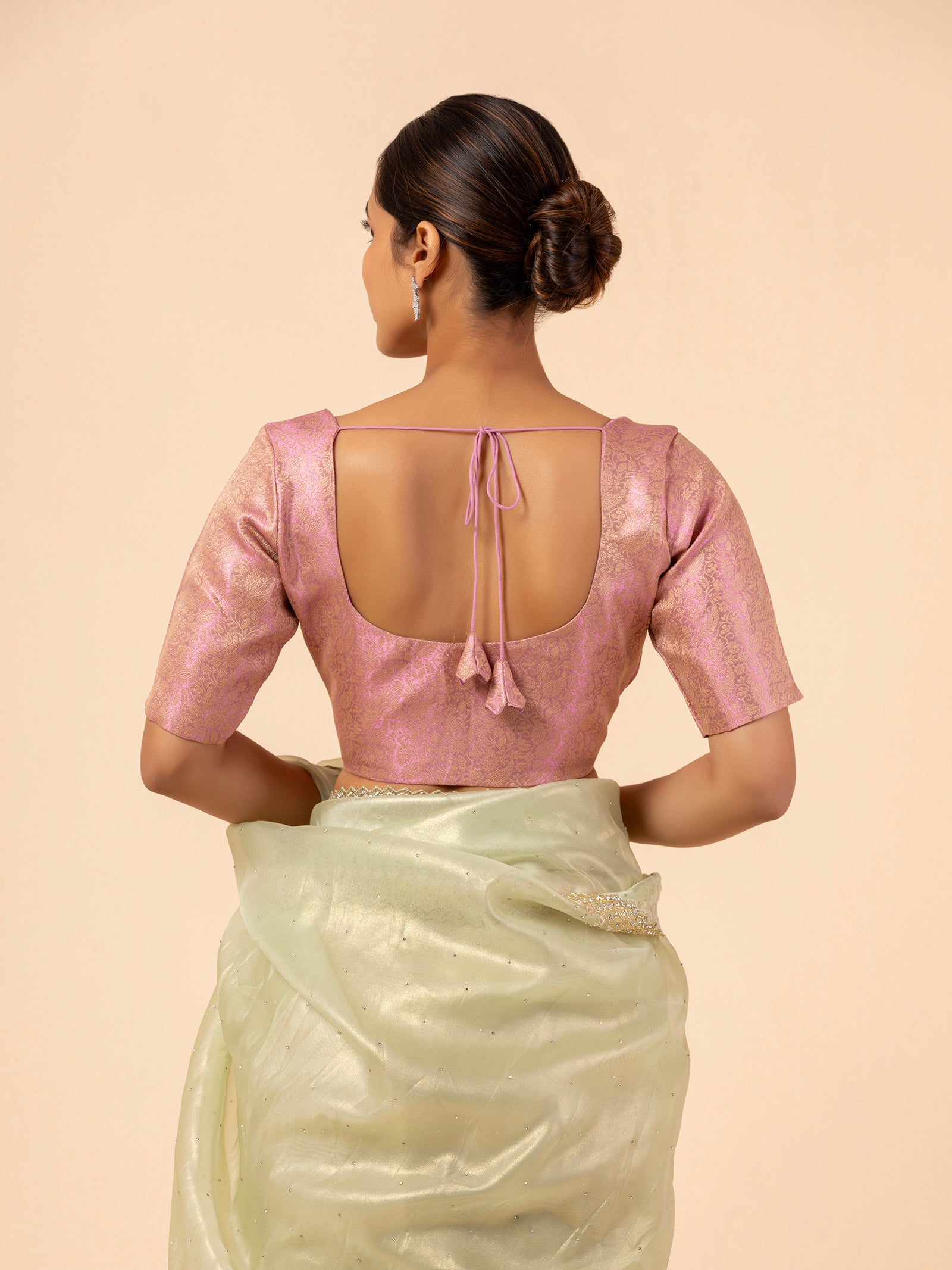 Blush Brocade Scoop Neck Blouse