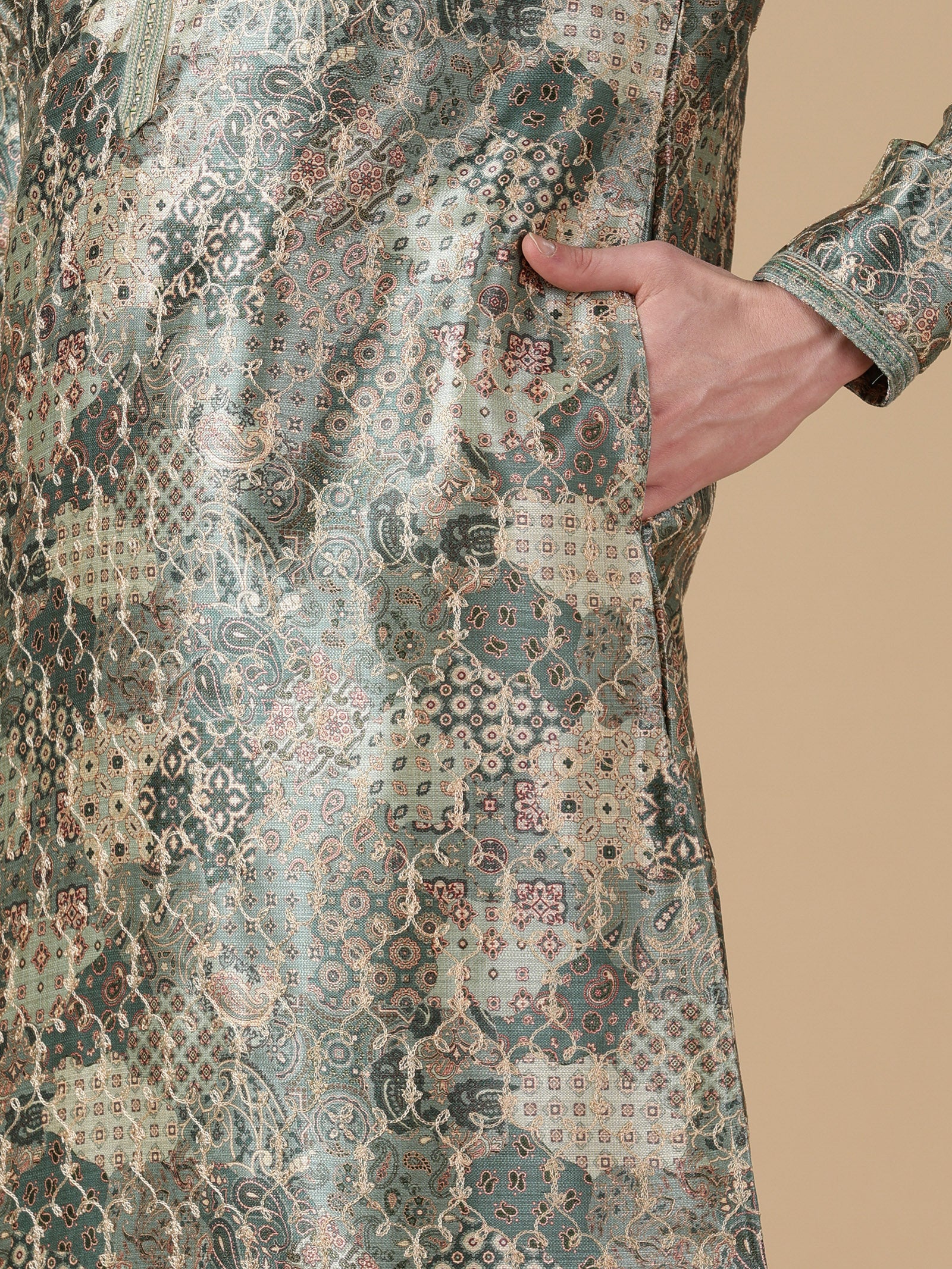 Deep Olive Renaissance Kurta Set