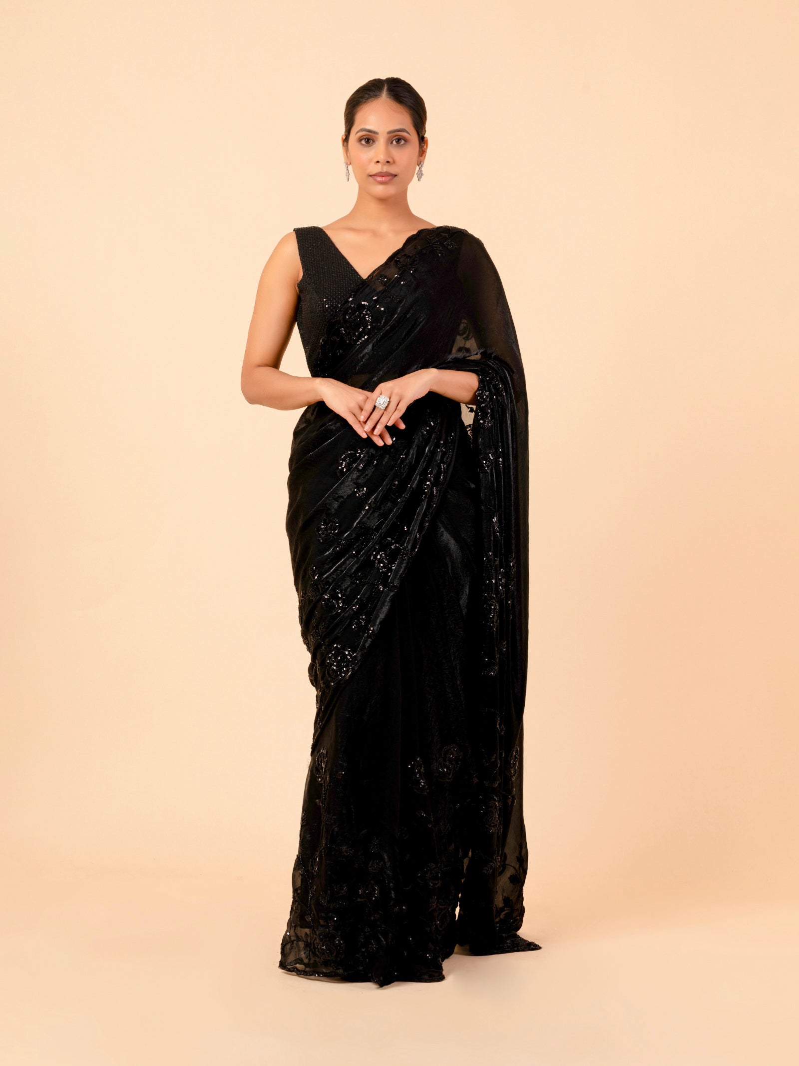 Midnight Sequin Noir Saree