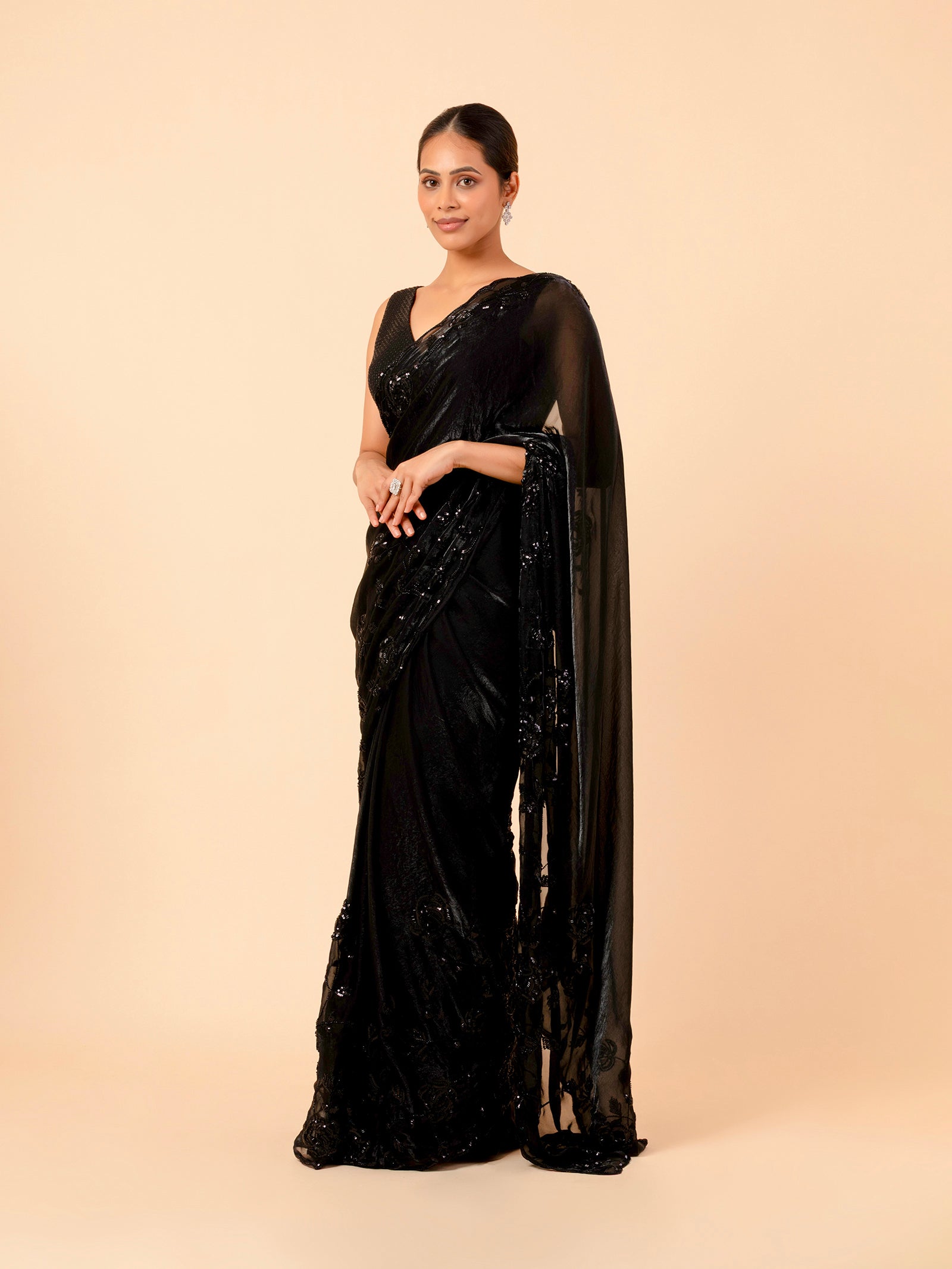 Midnight Sequin Noir Saree