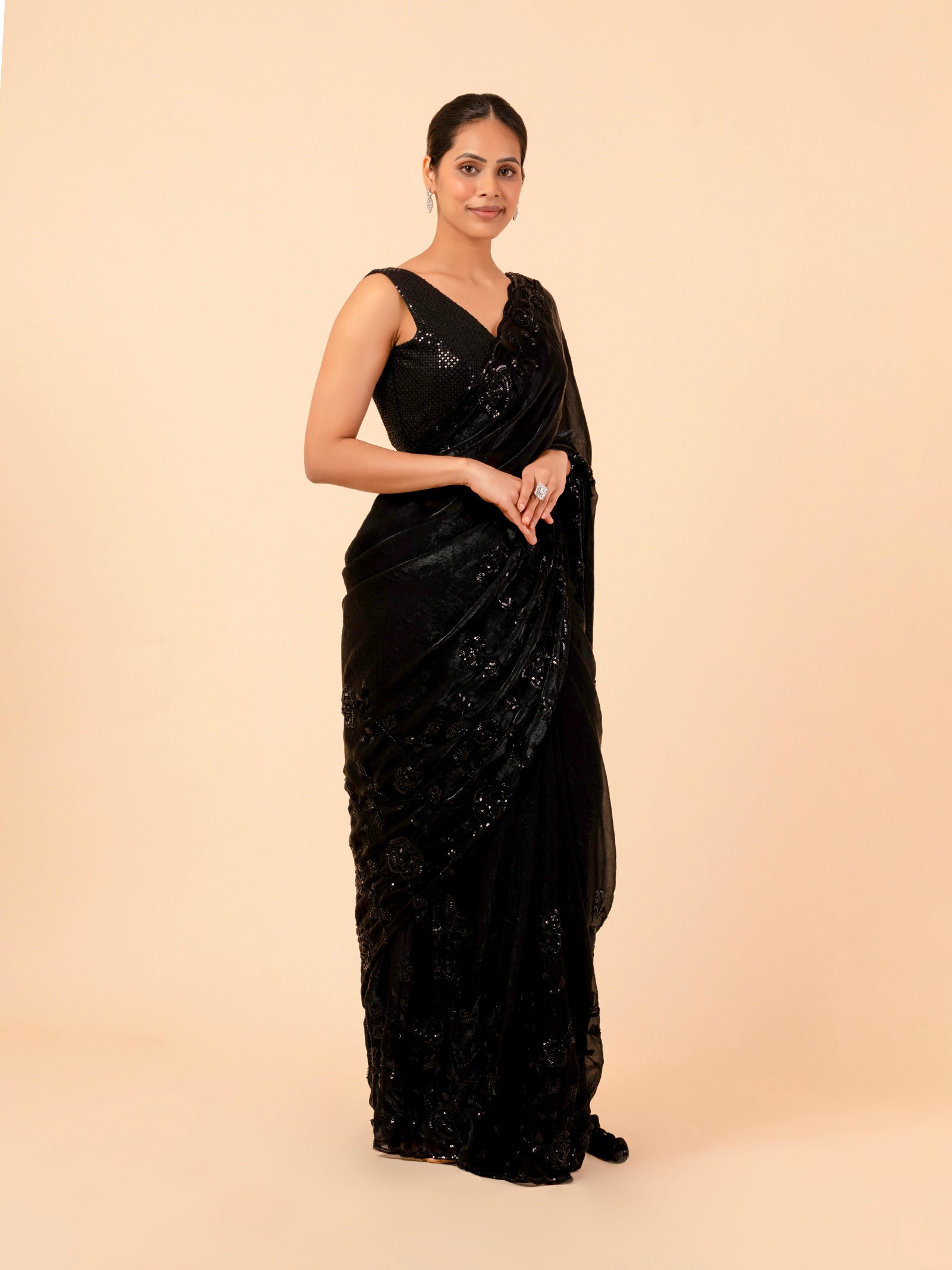 Midnight Sequin Noir Saree