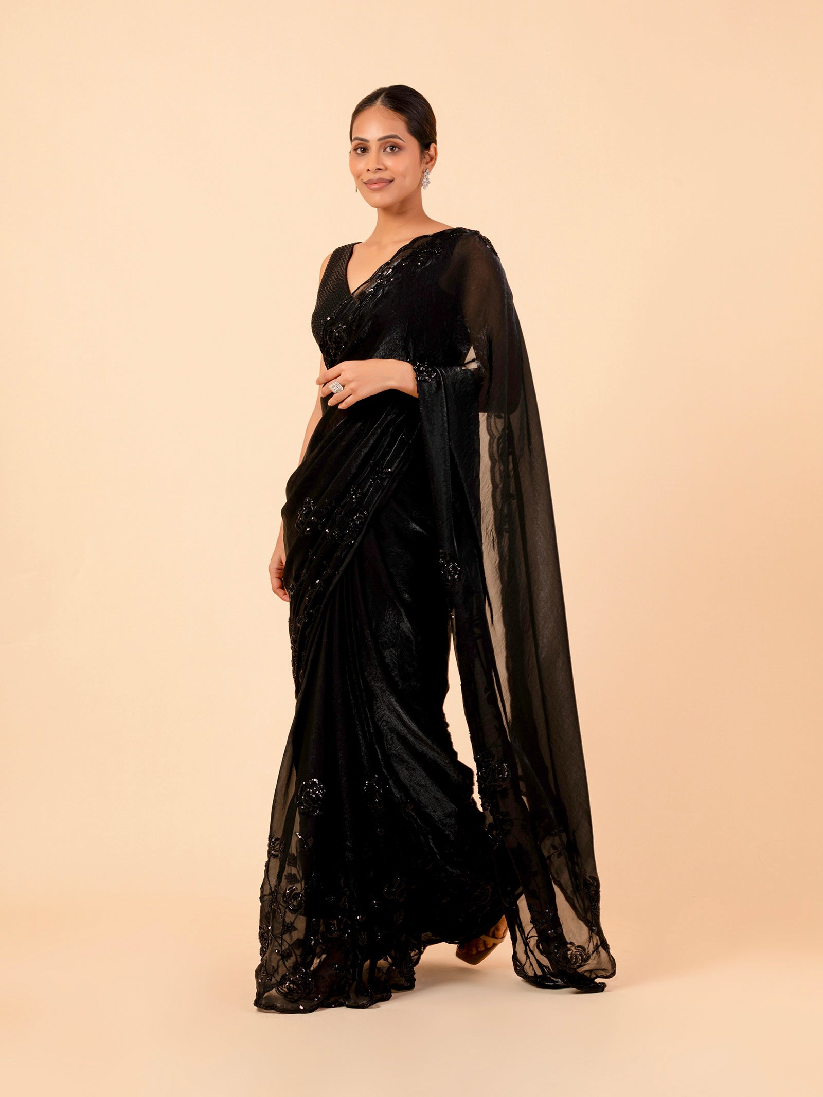 Midnight Sequin Noir Saree