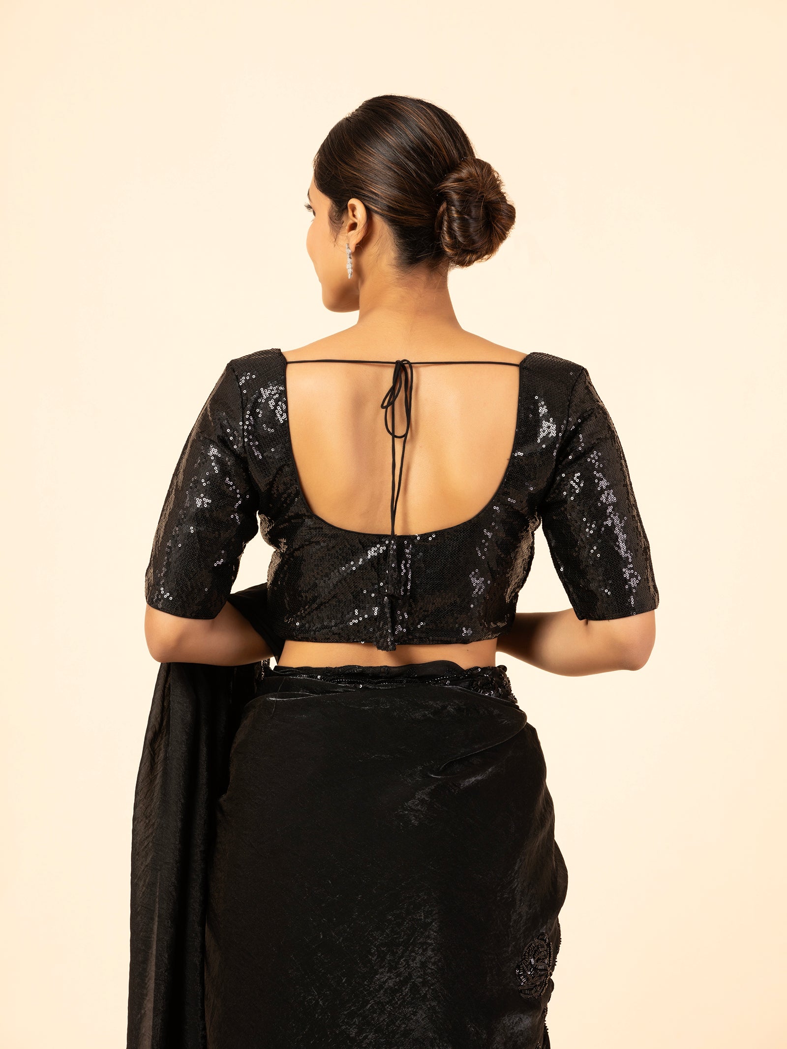 Jet Onyx Sequin Scoop Neck Blouse
