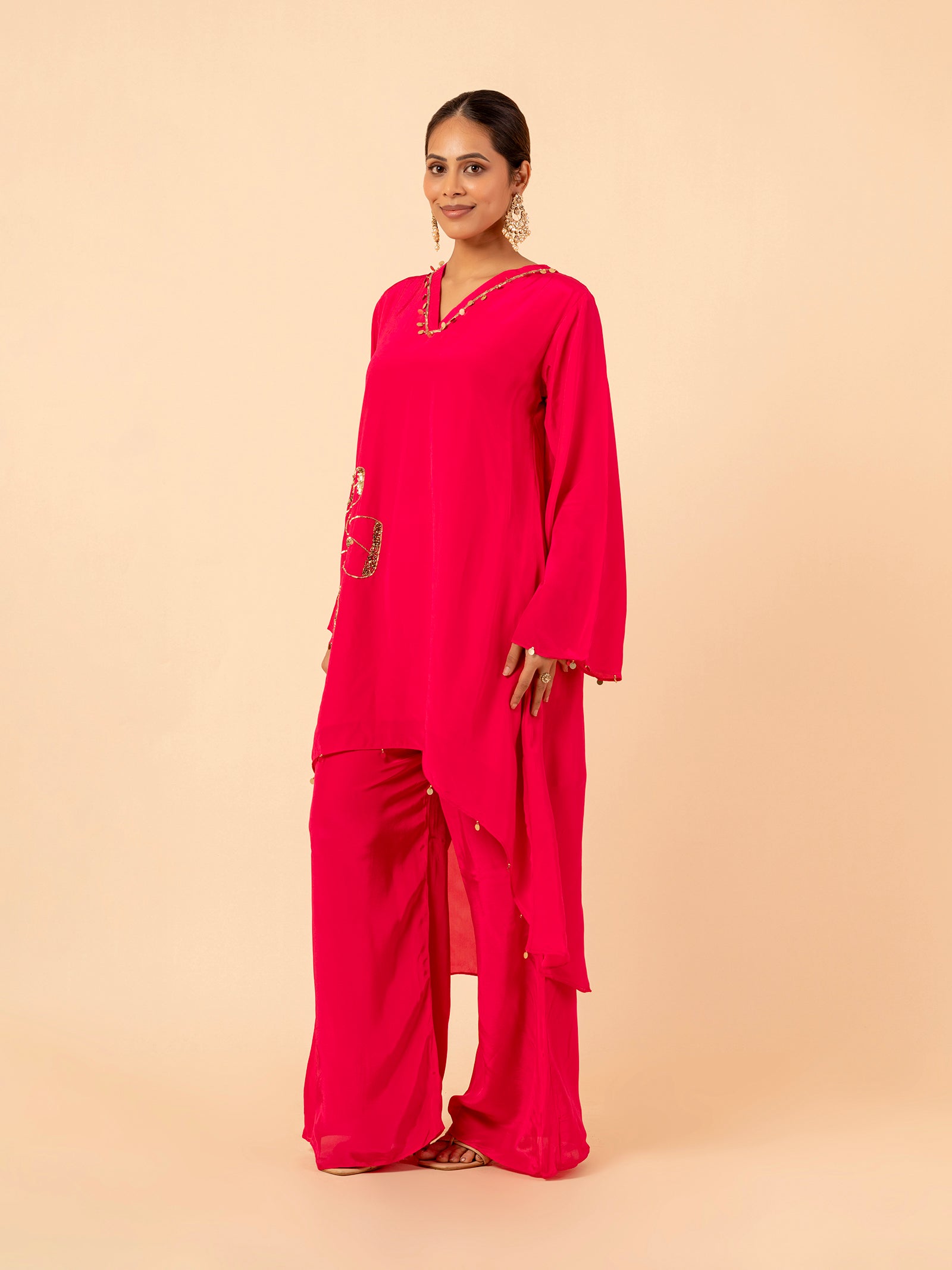 Fuschia Flora Crepe Co-ord Set