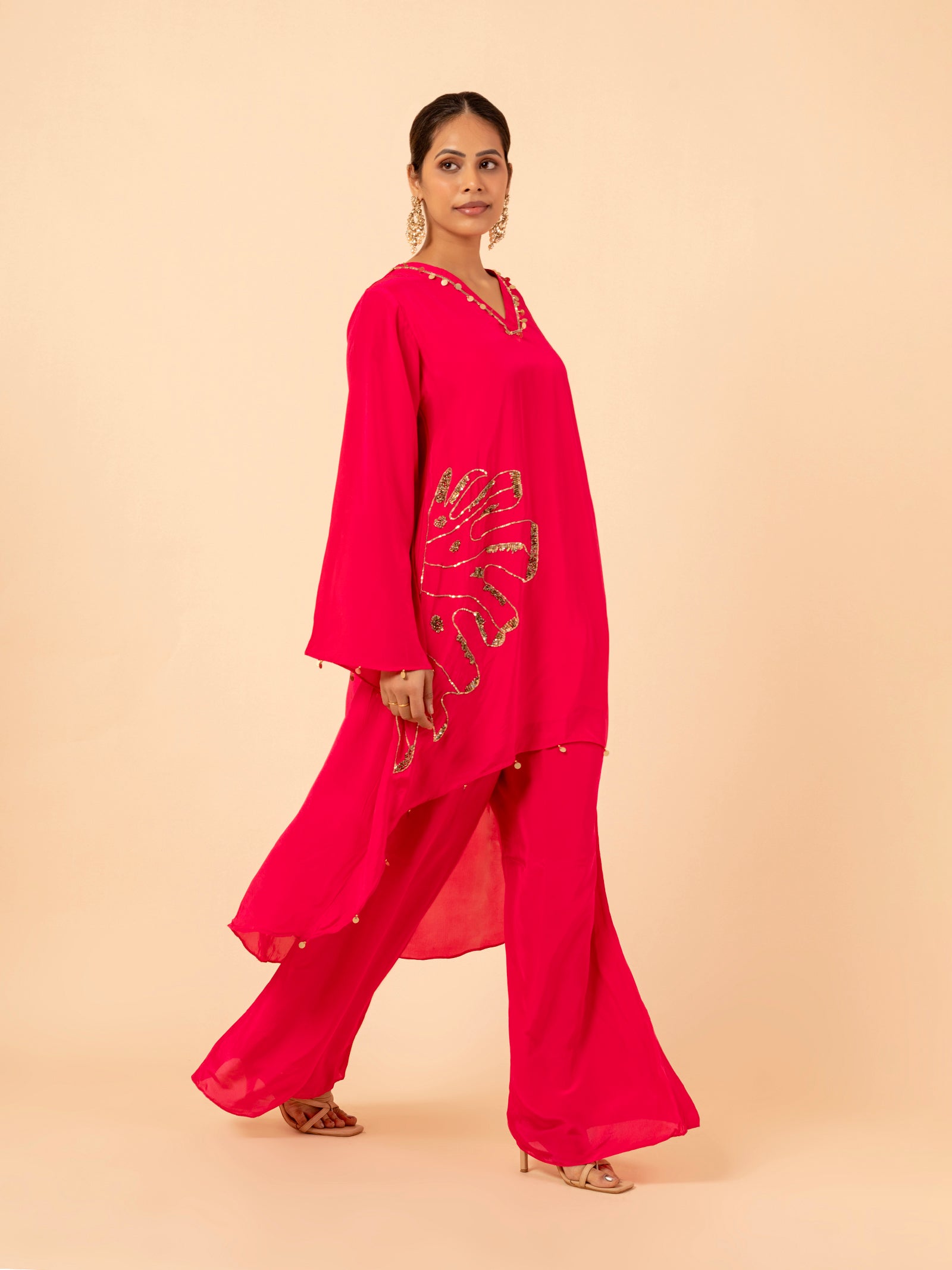 Fuschia Flora Crepe Co-ord Set