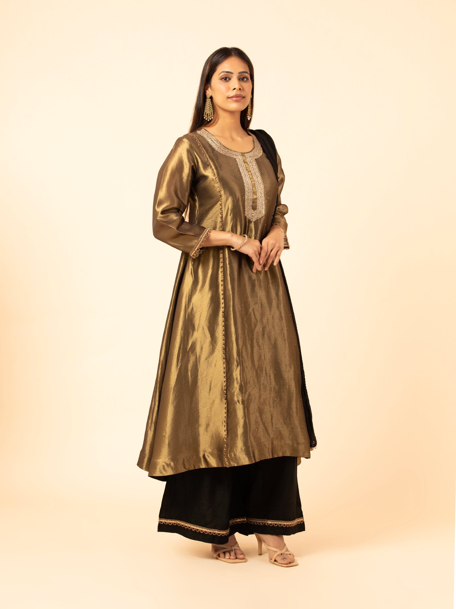 Bronze Gilded Chanderi Suit Set