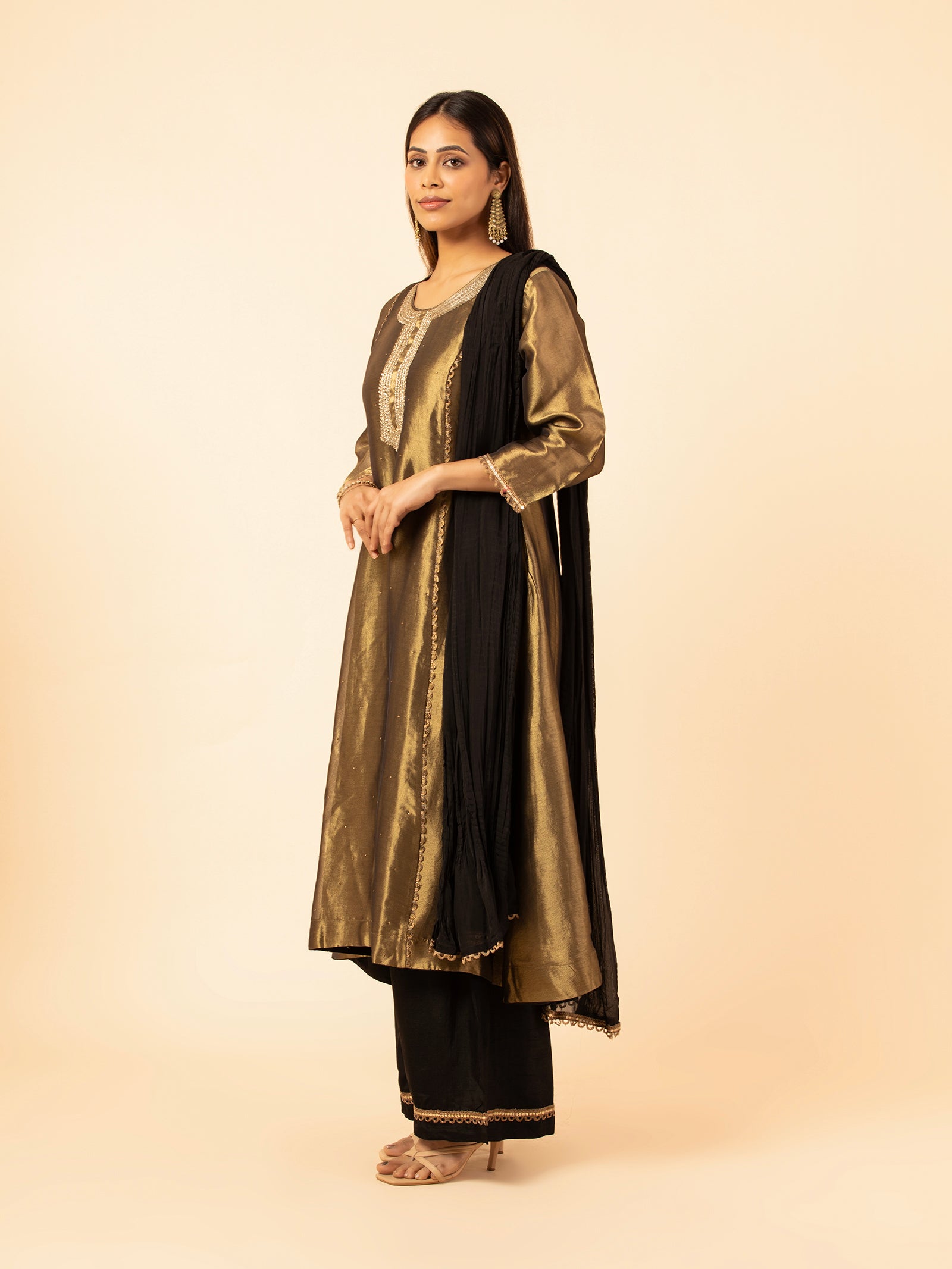 Bronze Gilded Chanderi Suit Set