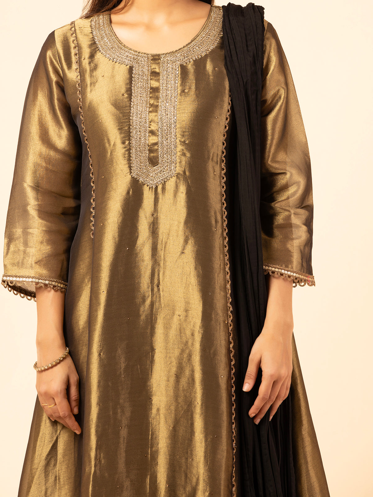 Bronze Gilded Chanderi Suit Set