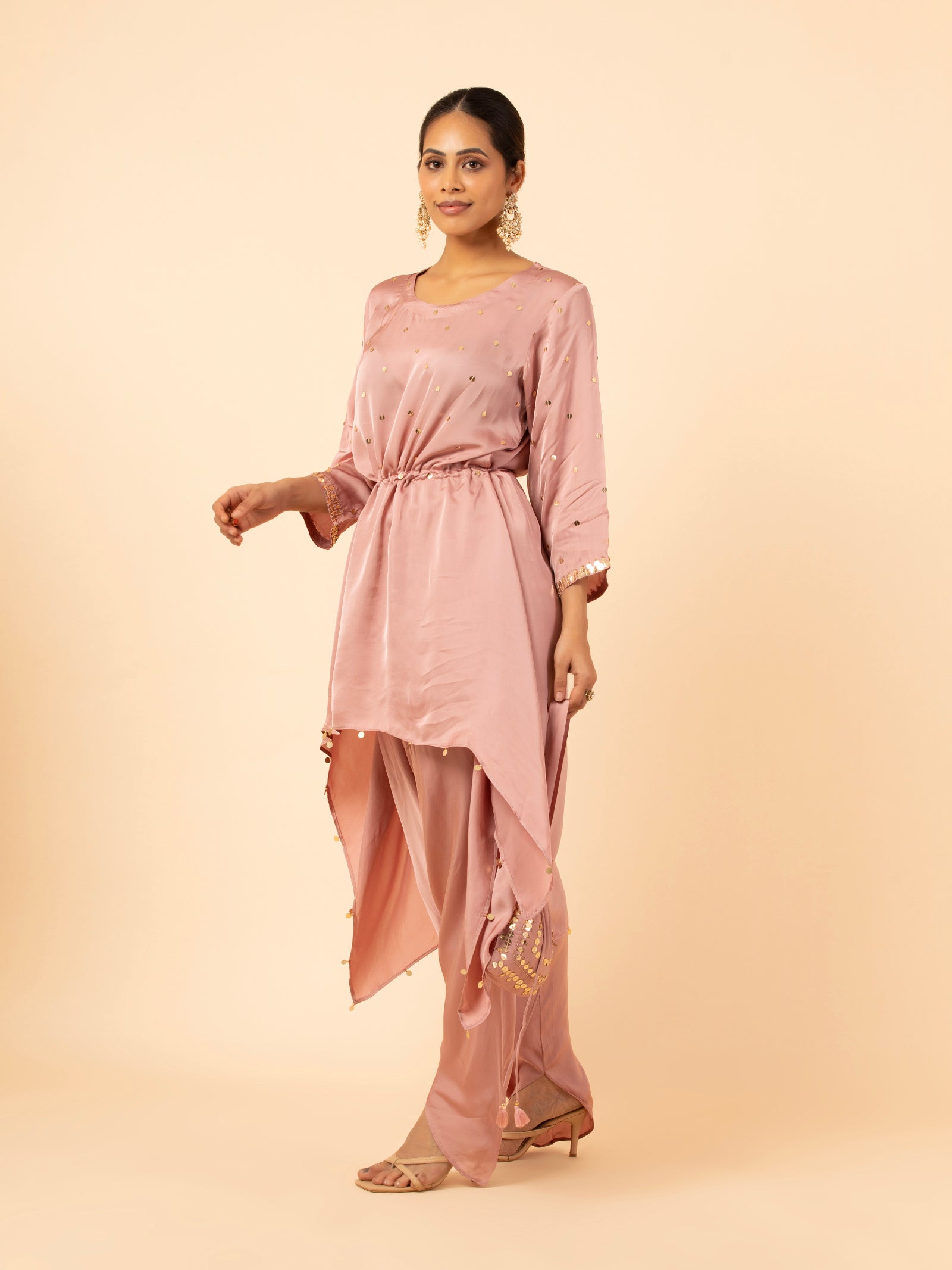 Mauve Gleam Dhoti Co-ord Set