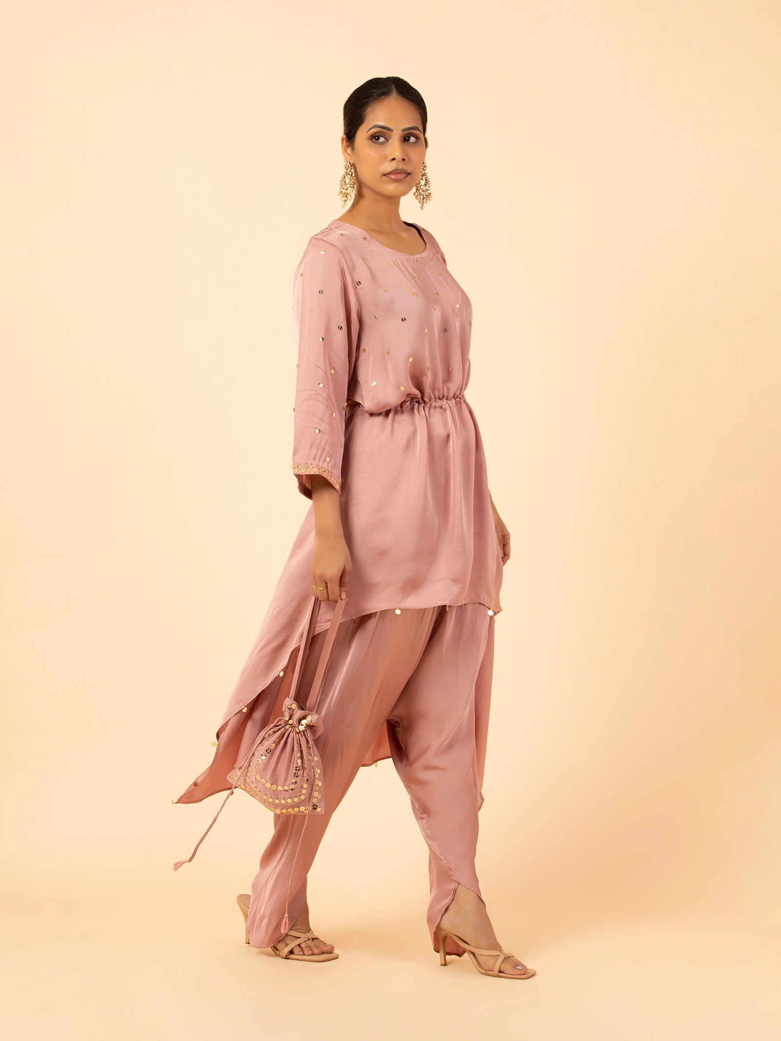 Mauve Gleam Dhoti Co-ord Set