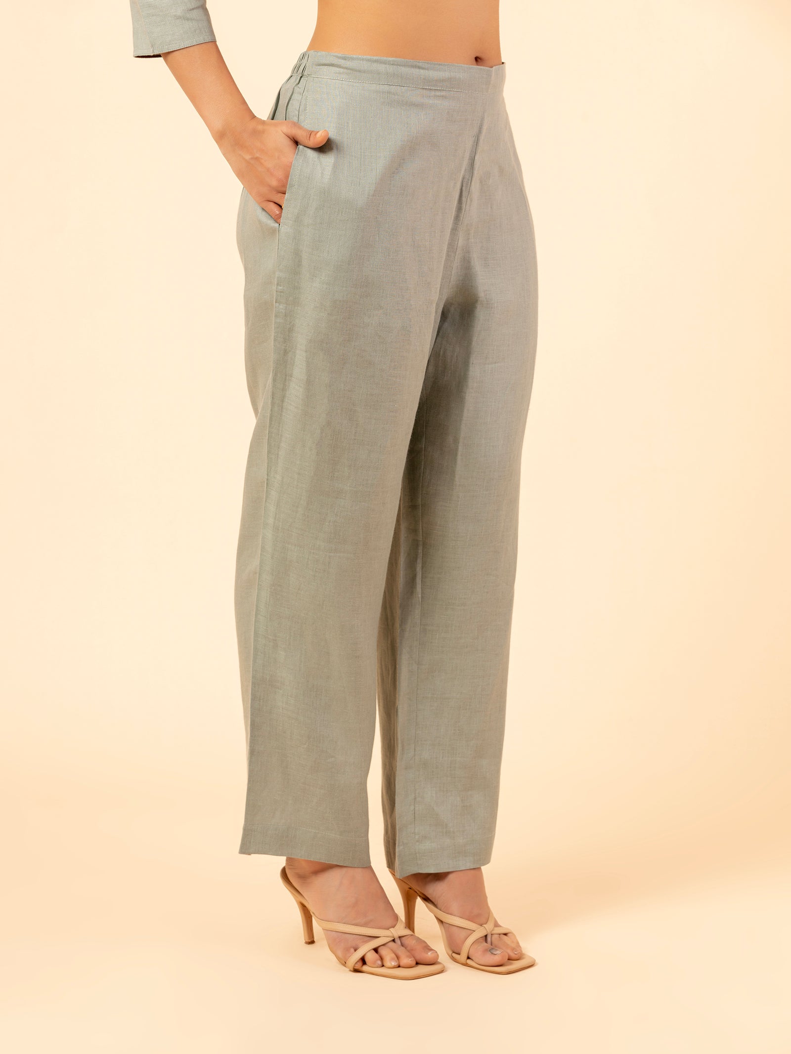 Sage Linen Embellished Co-ord Set