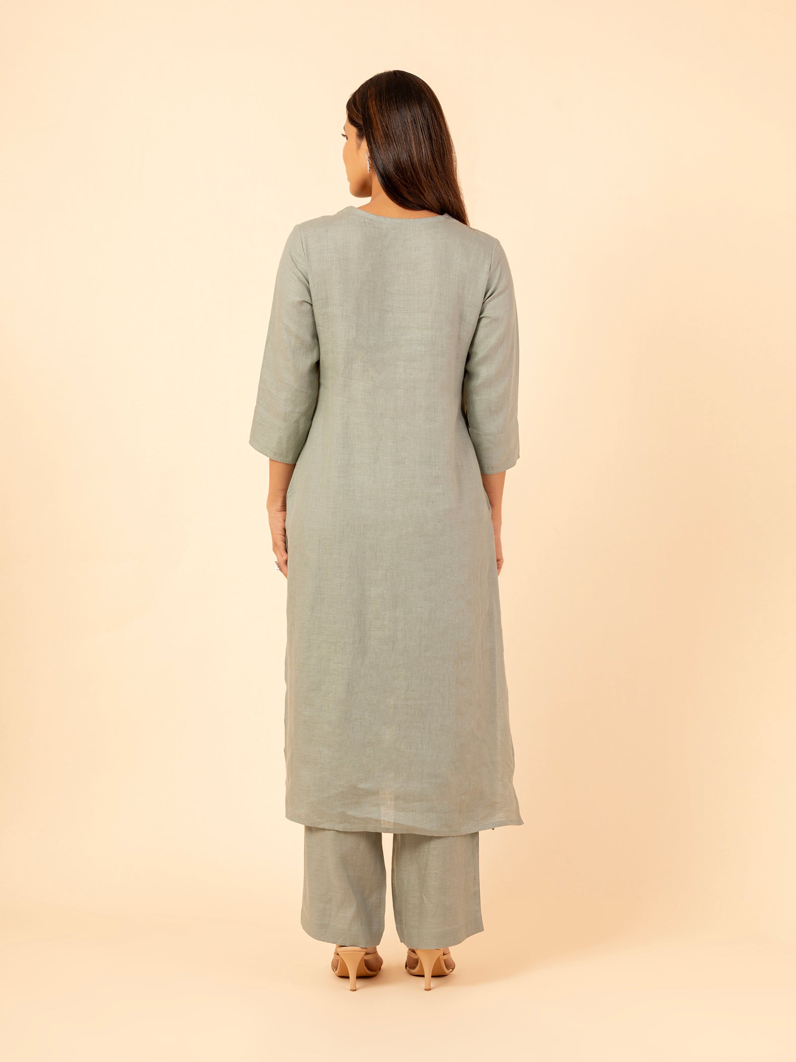 Sage Linen Embellished Co-ord Set