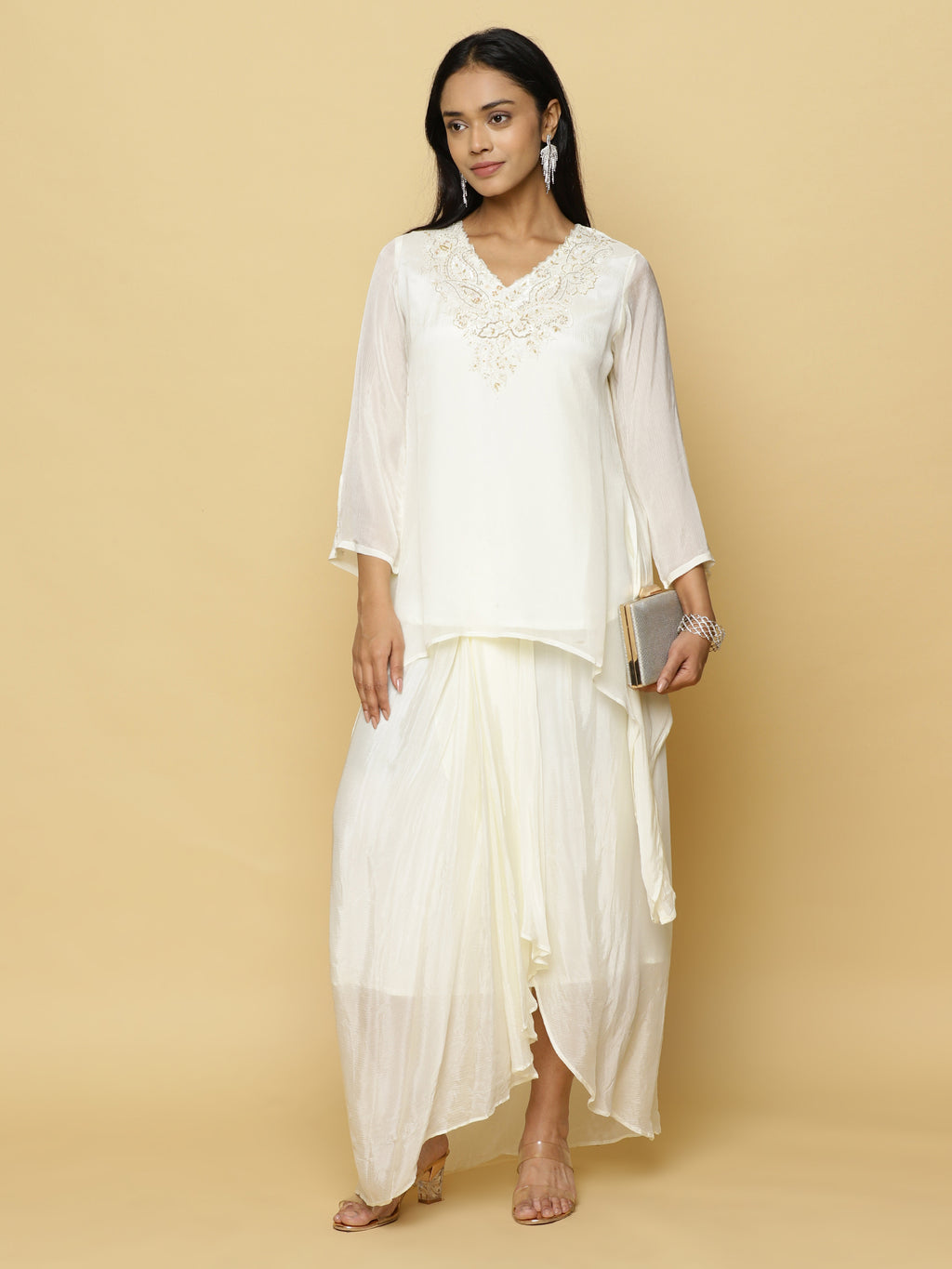 Pearl White Layered Co-ord Set