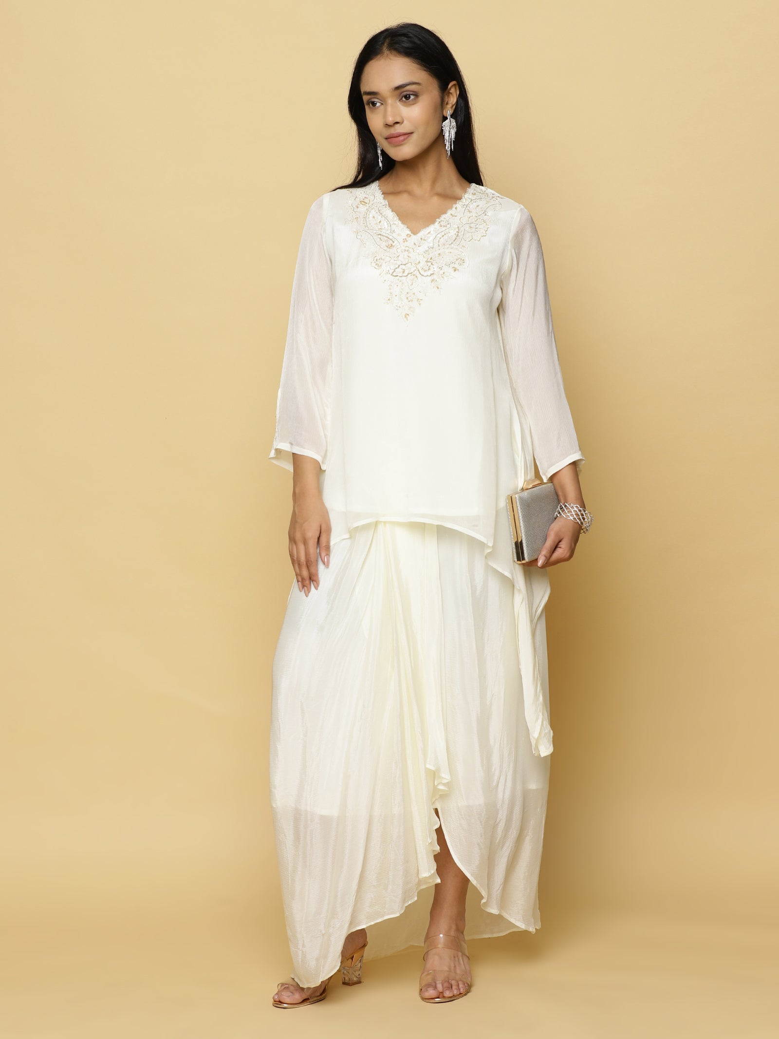 Pearl White Layered Co-ord Set