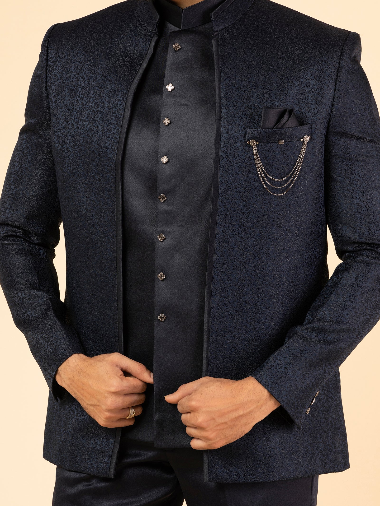 Obsidian Navy Embroidered Jodhpuri Set