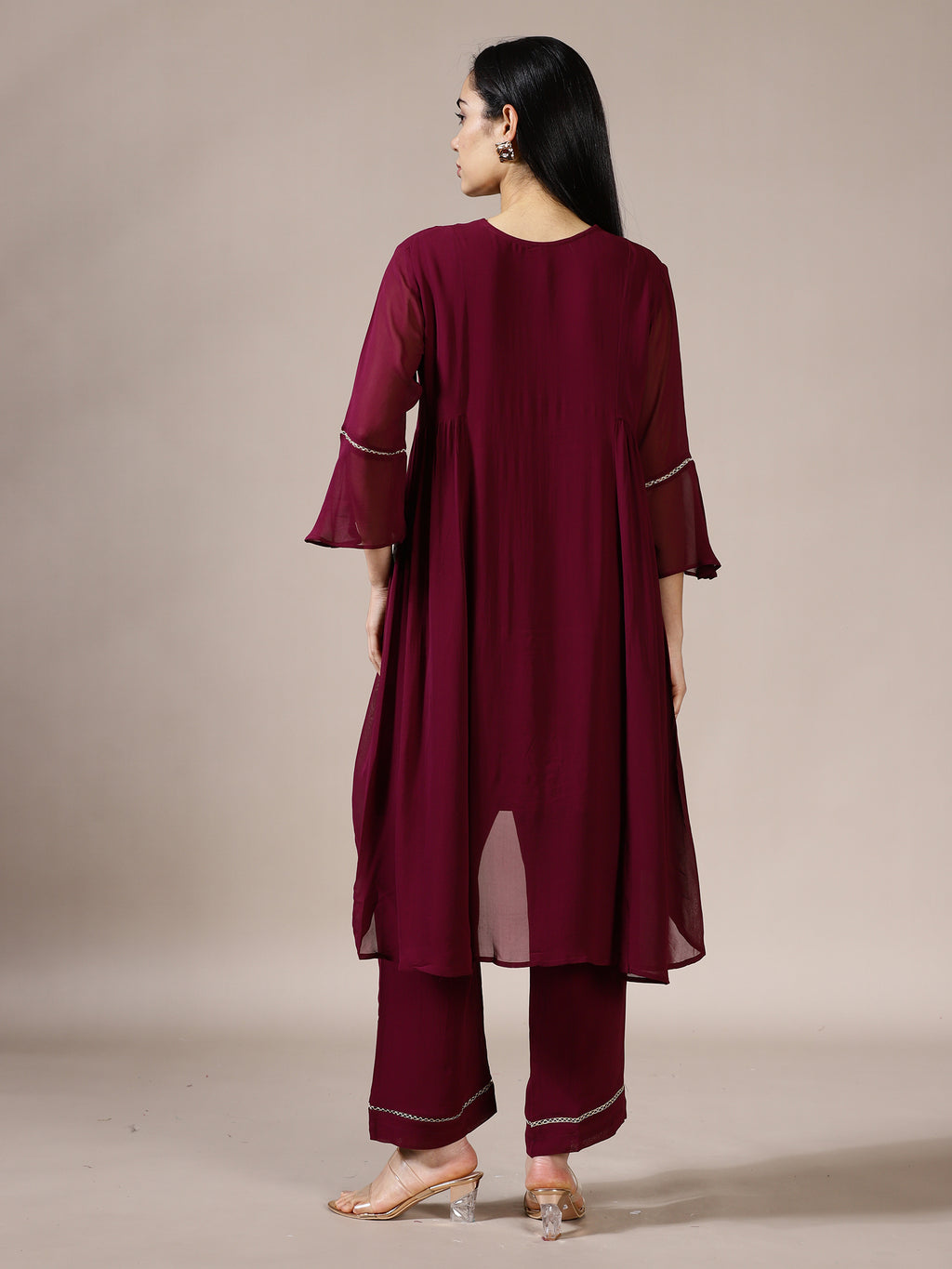 Deep Plum Embroidered Suit Set