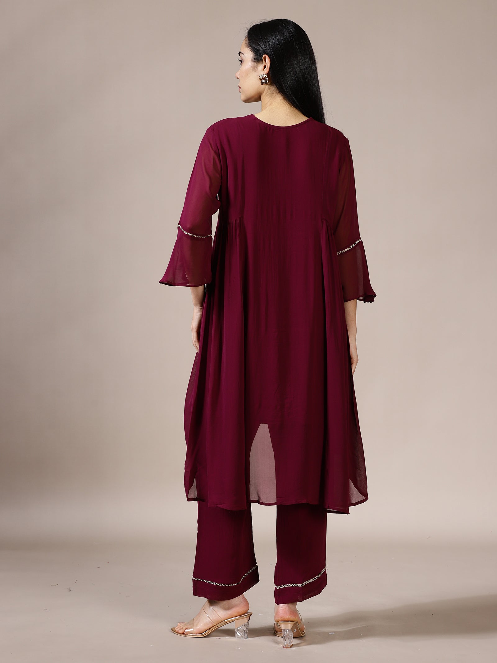 Deep Plum Embroidered Suit Set