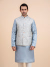 Silver Grey Embroidered Nehru Jacket