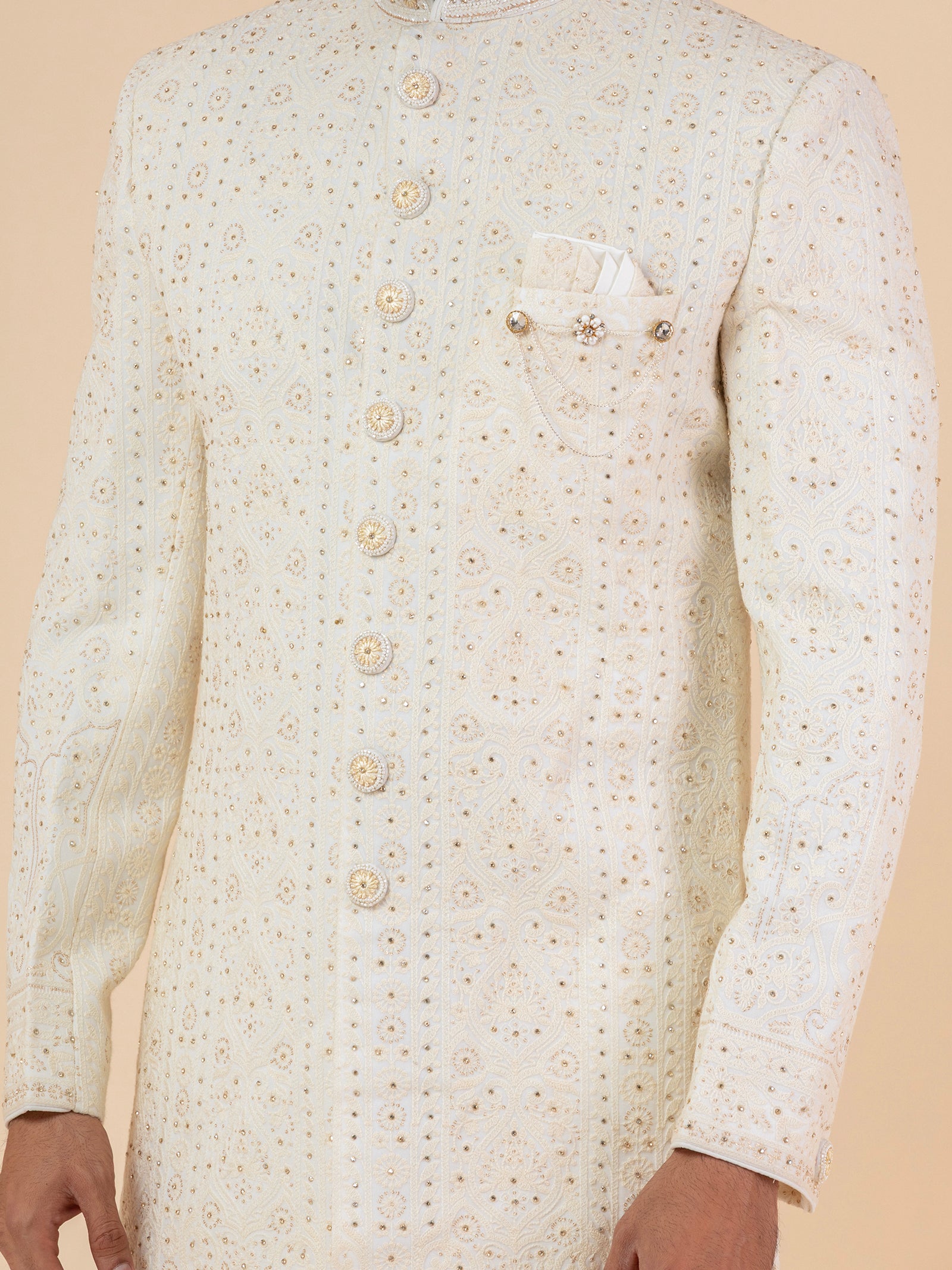 Ivory Filigree Work Sherwani