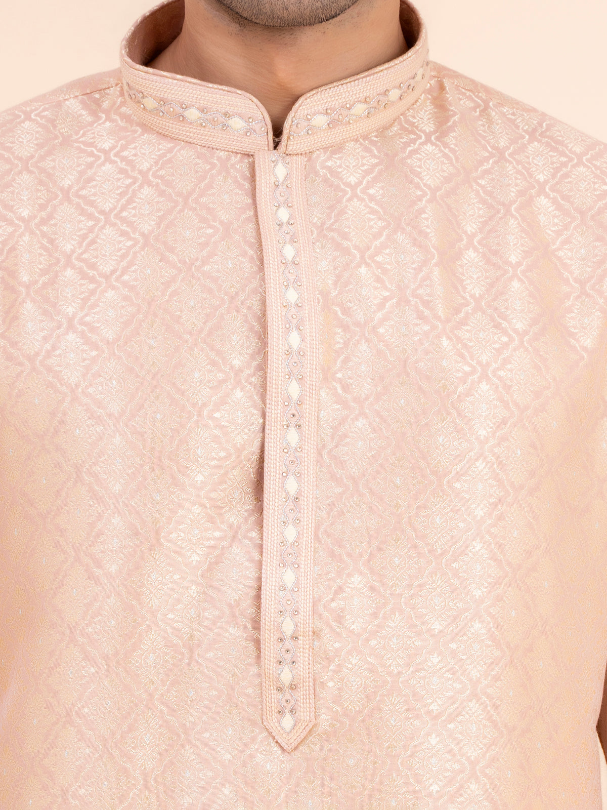 Rose Brocade Kurta Set