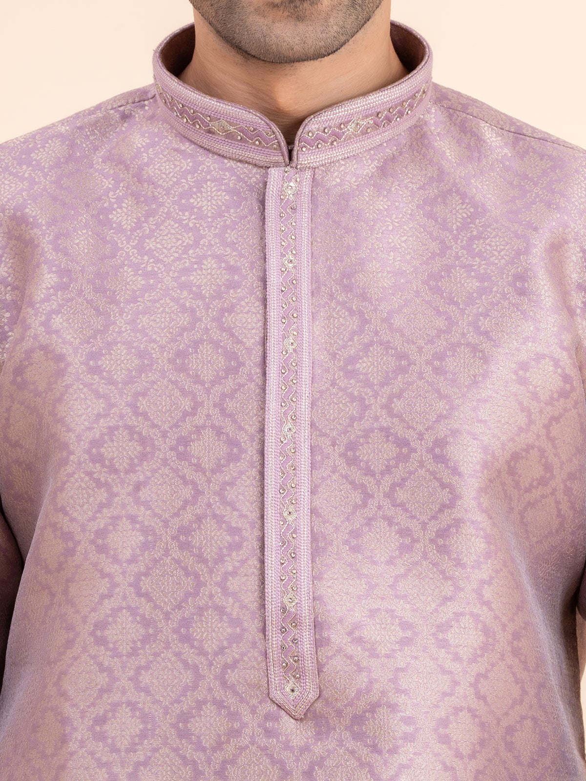 Mauve Brocade Kurta Set