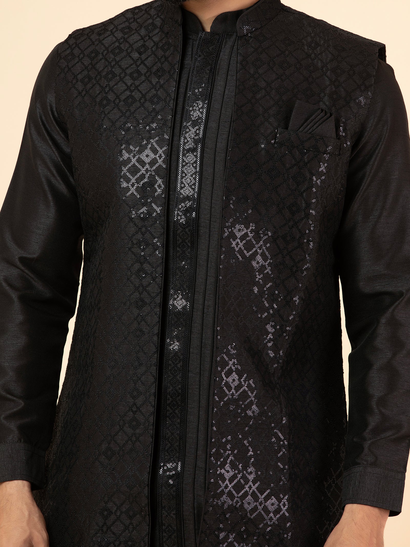 Onyx Pixel-Sequin Jacket Set