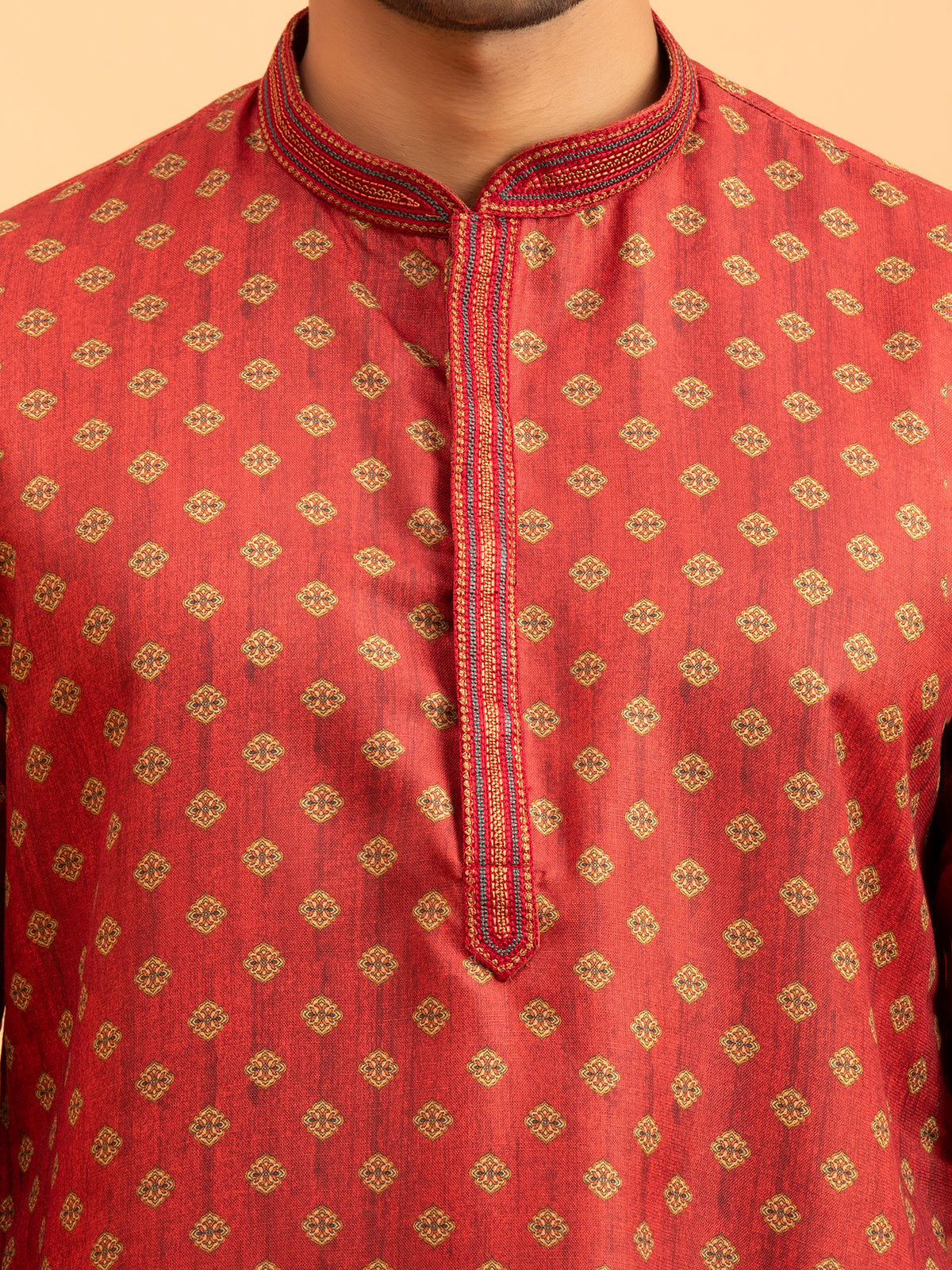 Crimson Heritage Print Kurta
