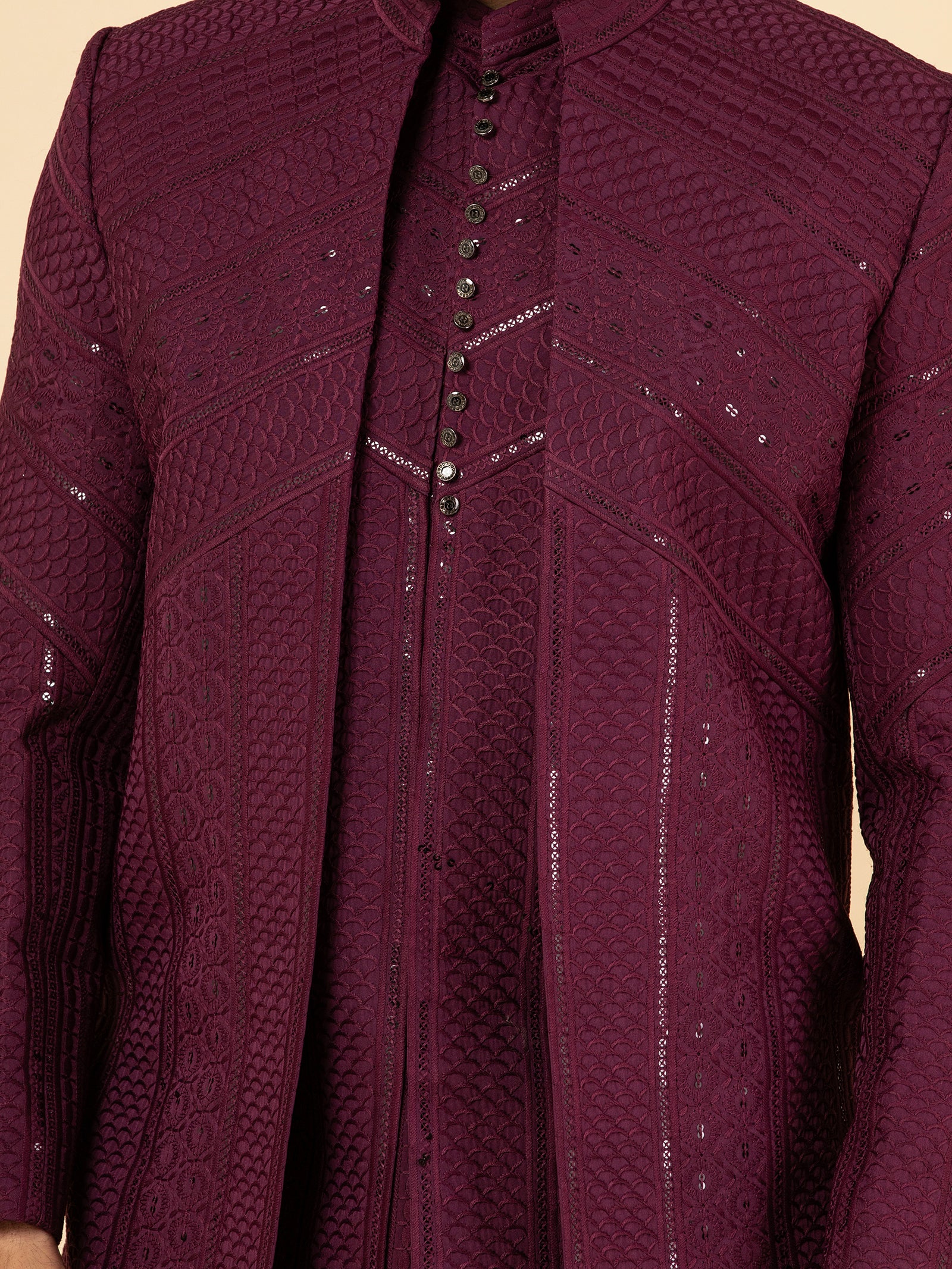 Wine Mosaic Indowestern Set