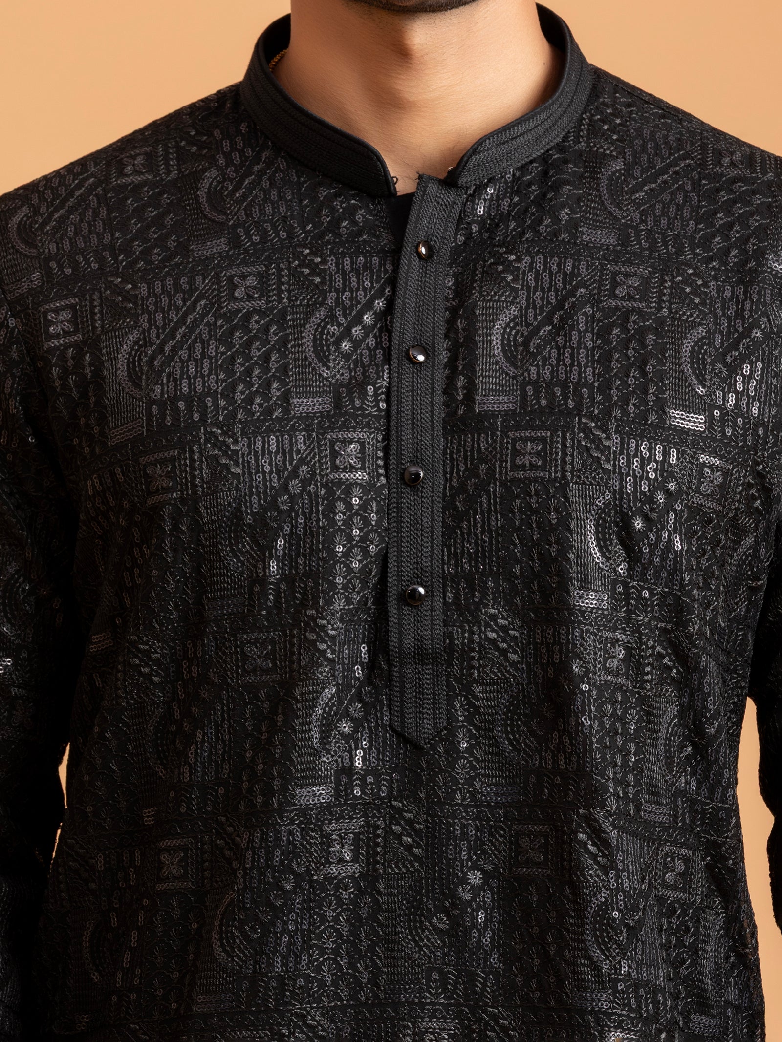 Obsidian Ink Placket Kurta Set