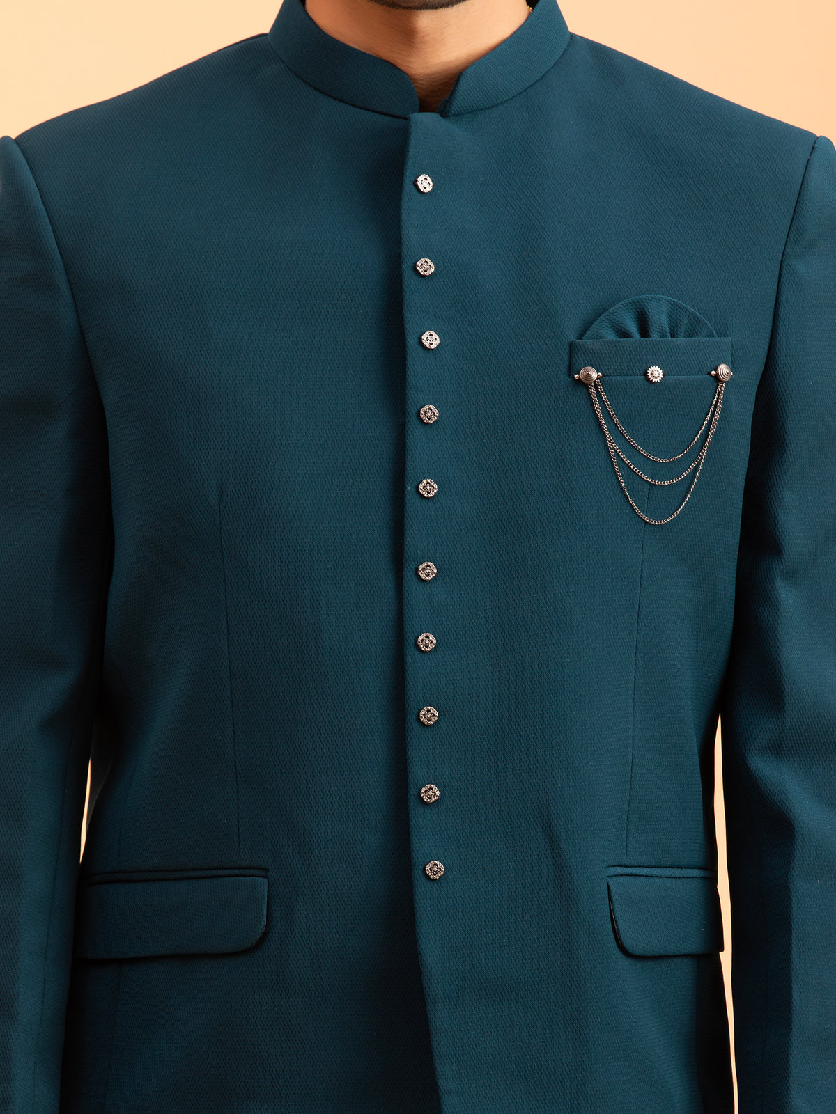 Teal Serenity Tailored Jodhpuri Set