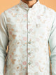 Azure Serenity Floral Embroidered Nehru Jacket Set