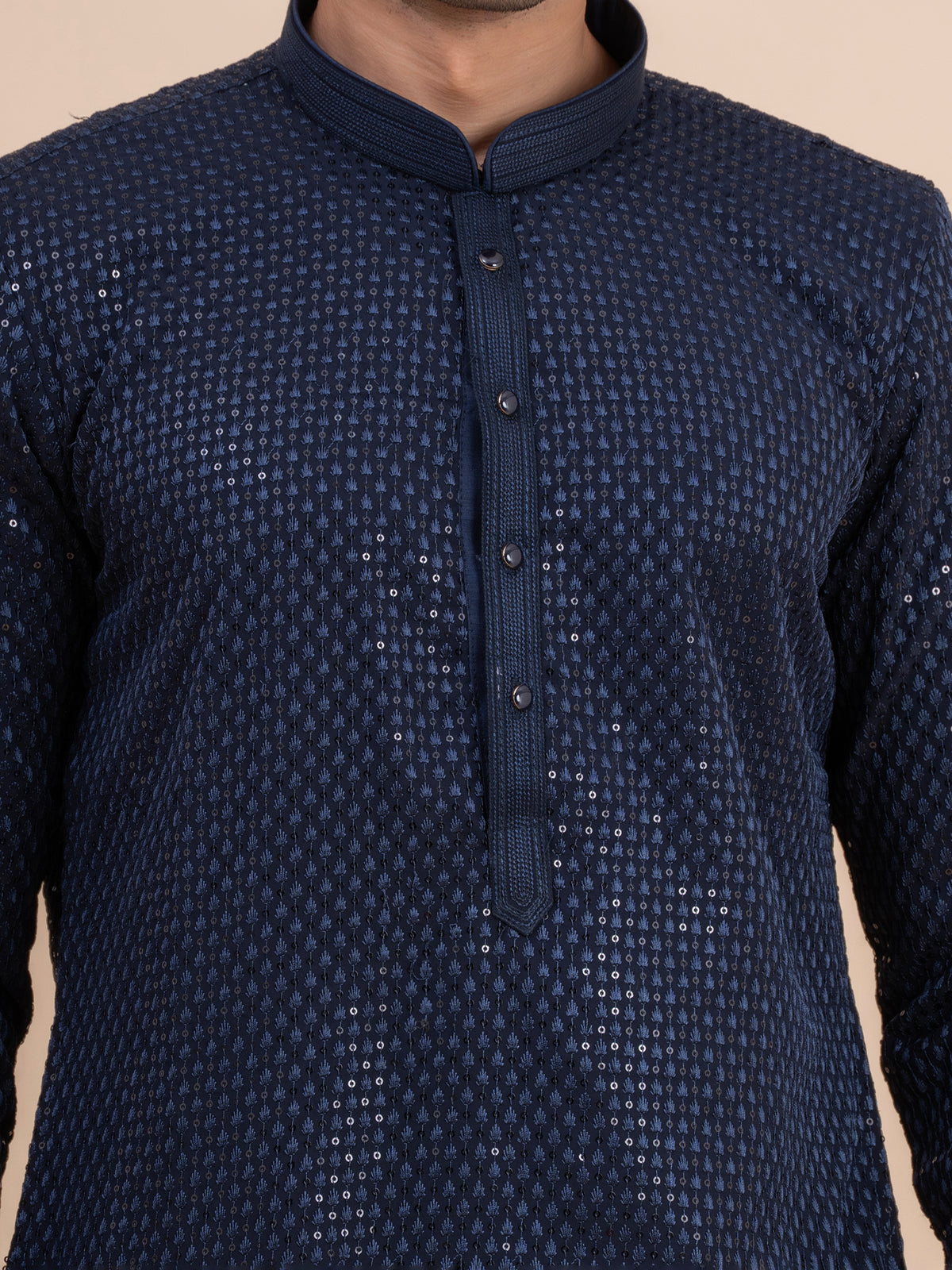 Midnight Blue Embellished Kurta Set