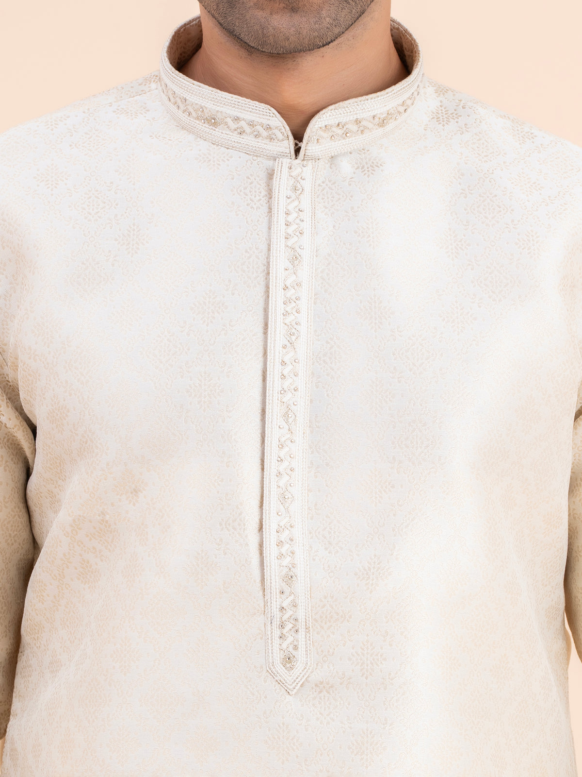 Off-White Brocade Kurta Set