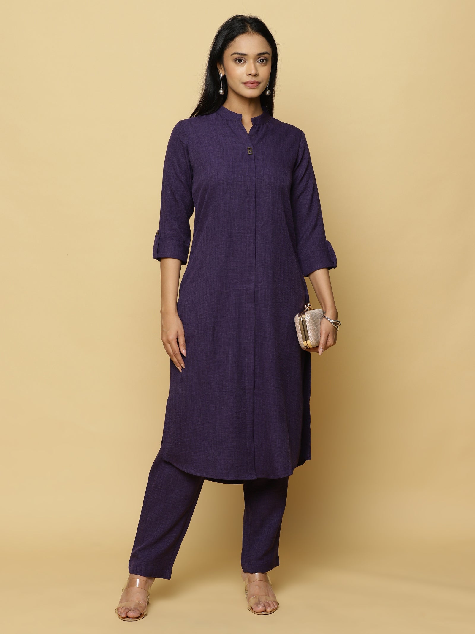 Deep Purple Mandarin Co-ord Set