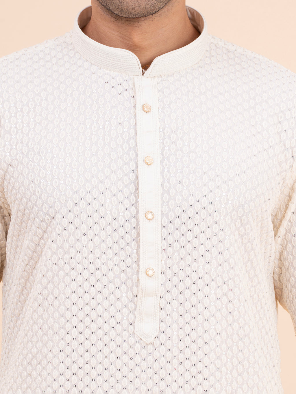 Ivory Chikankari Embroidred Kurta Set