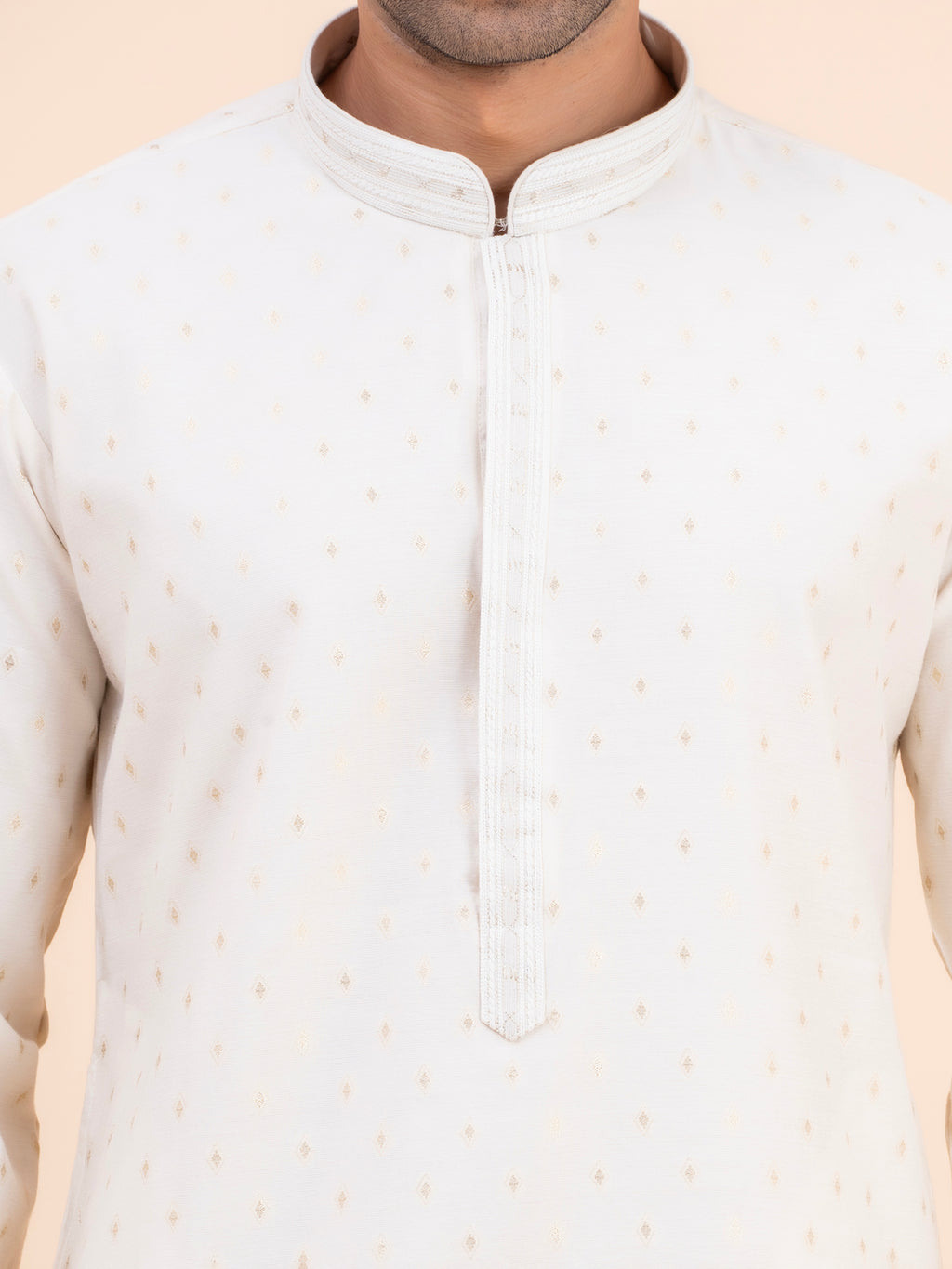 Off-White Spaced Motif Kurta Set