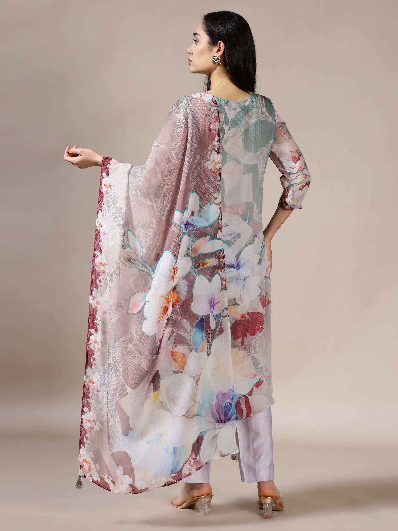 Watercolor Chiffon Kurta Set