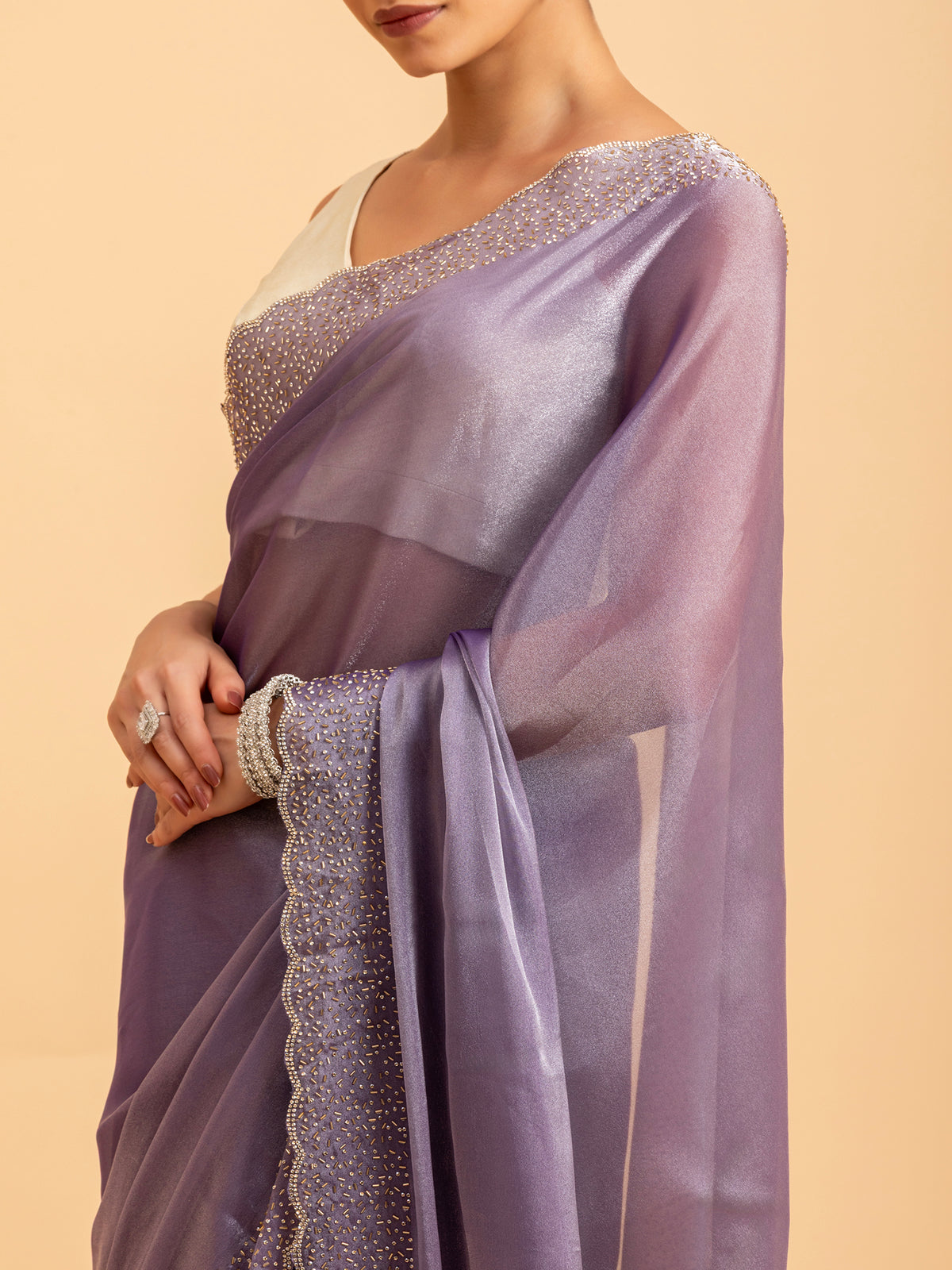 Celestial Lilac Shimmer Saree