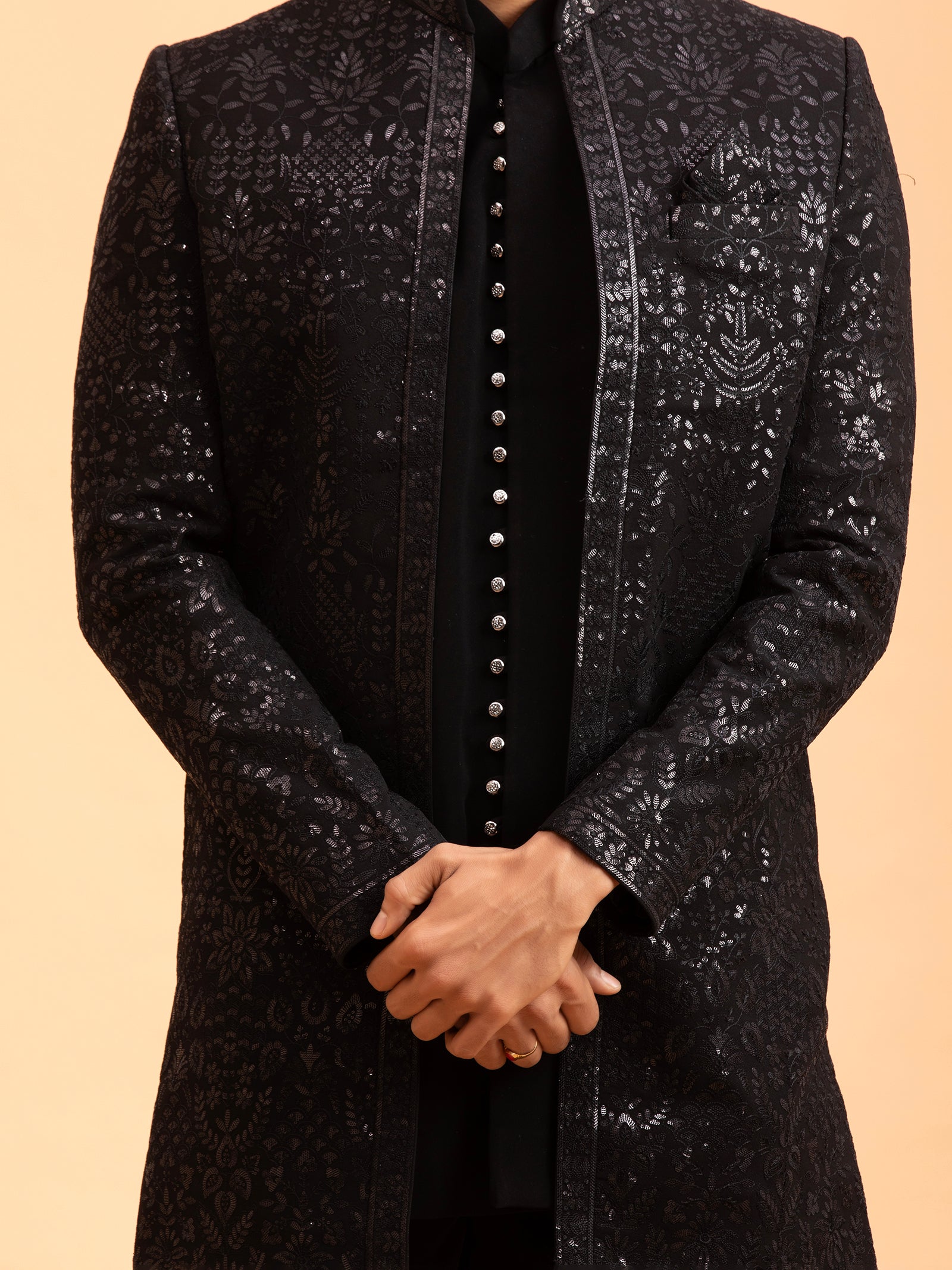 Obsidian Noir Sequin Indo-Western Set