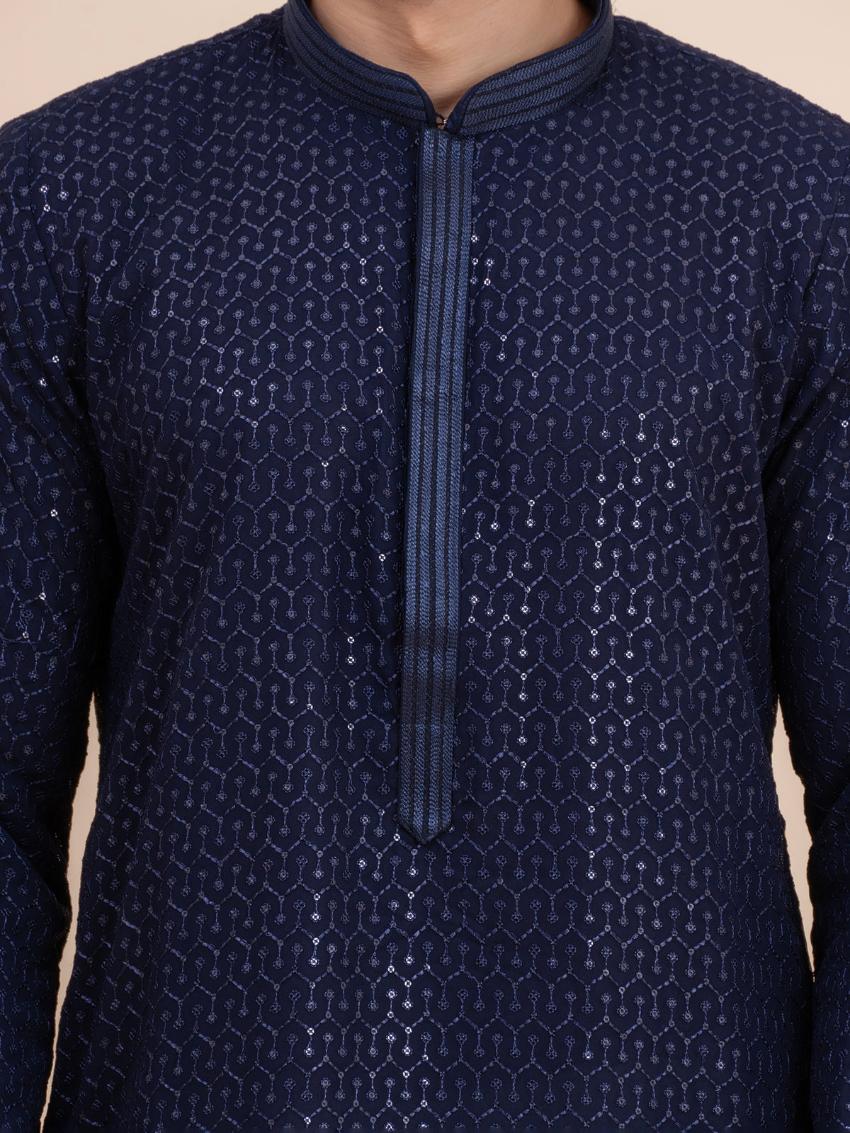 Navy Embellished Kurta Set