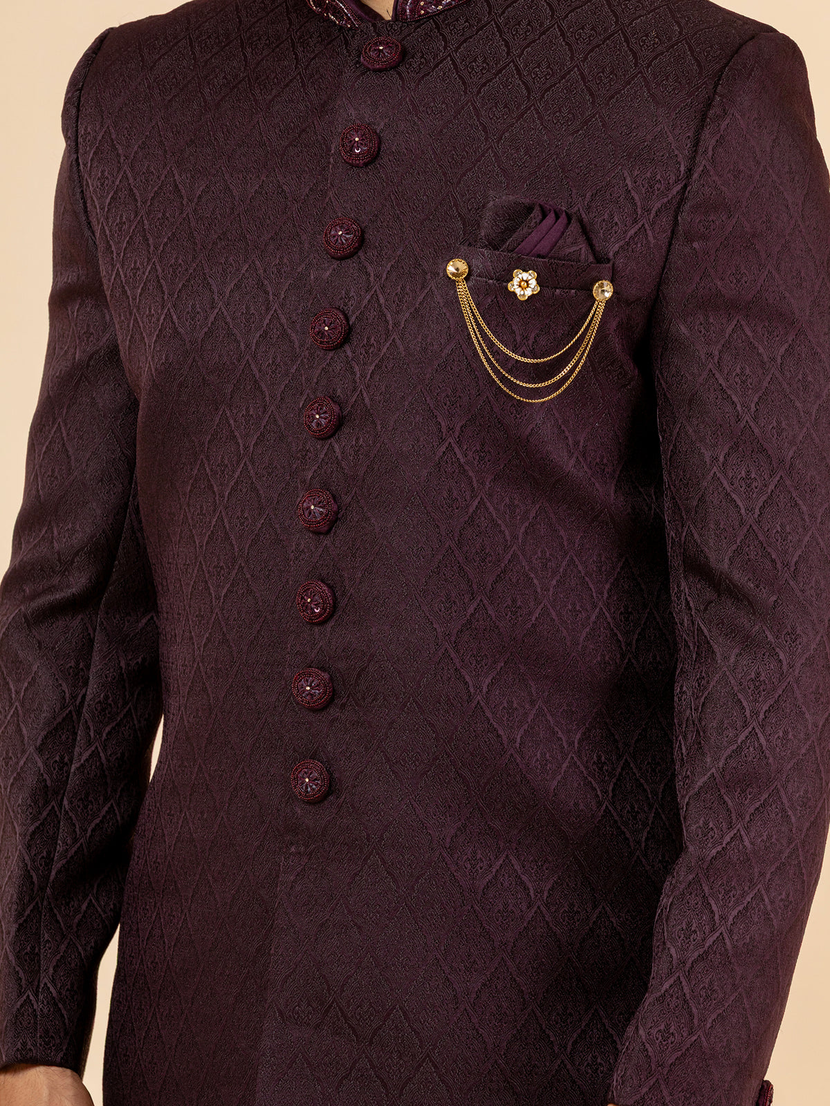 Mulberry Diamond Quilting Indowestern Set