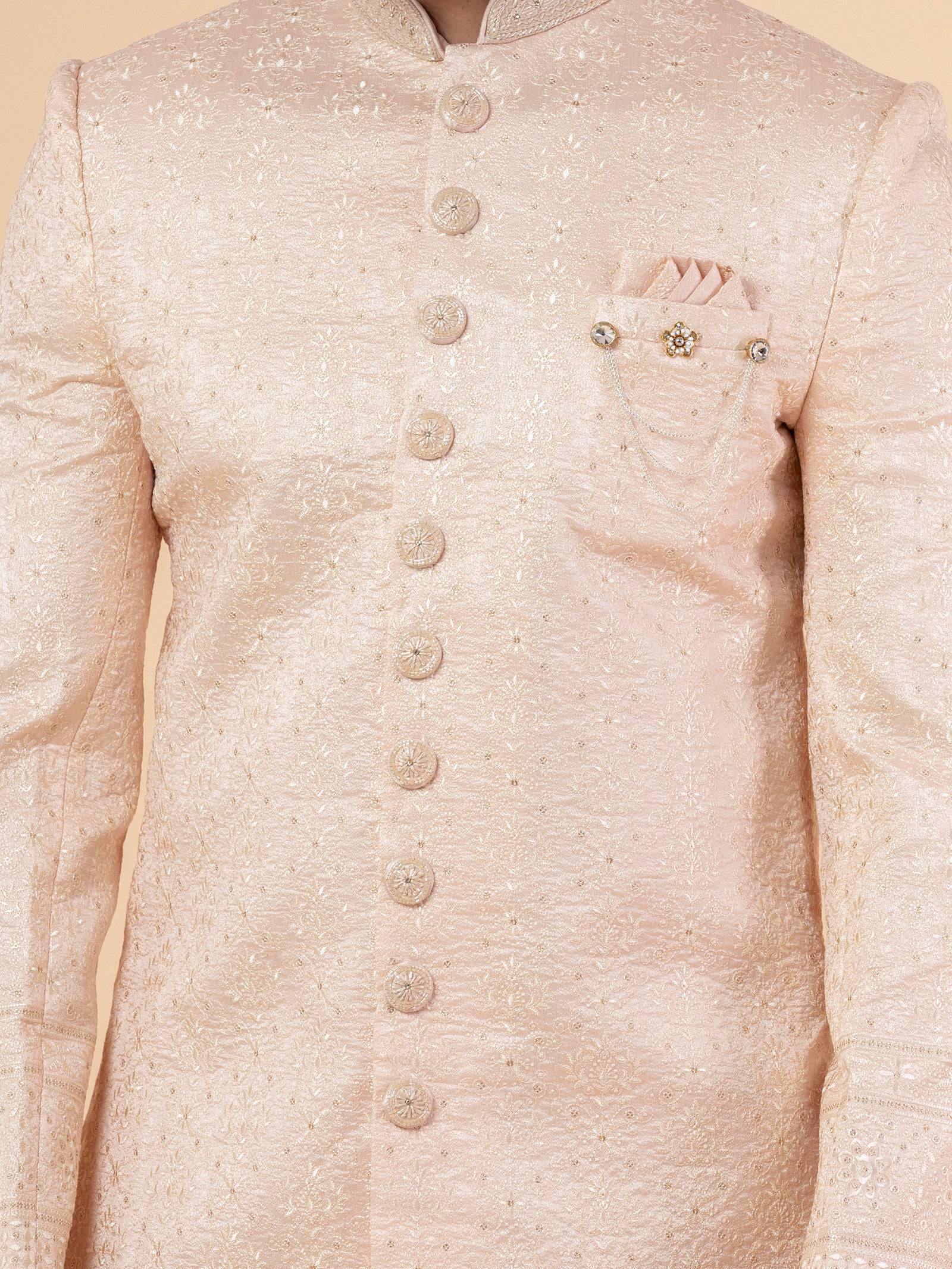 Alabaster Blush Heavy-Embroidered Sherwani