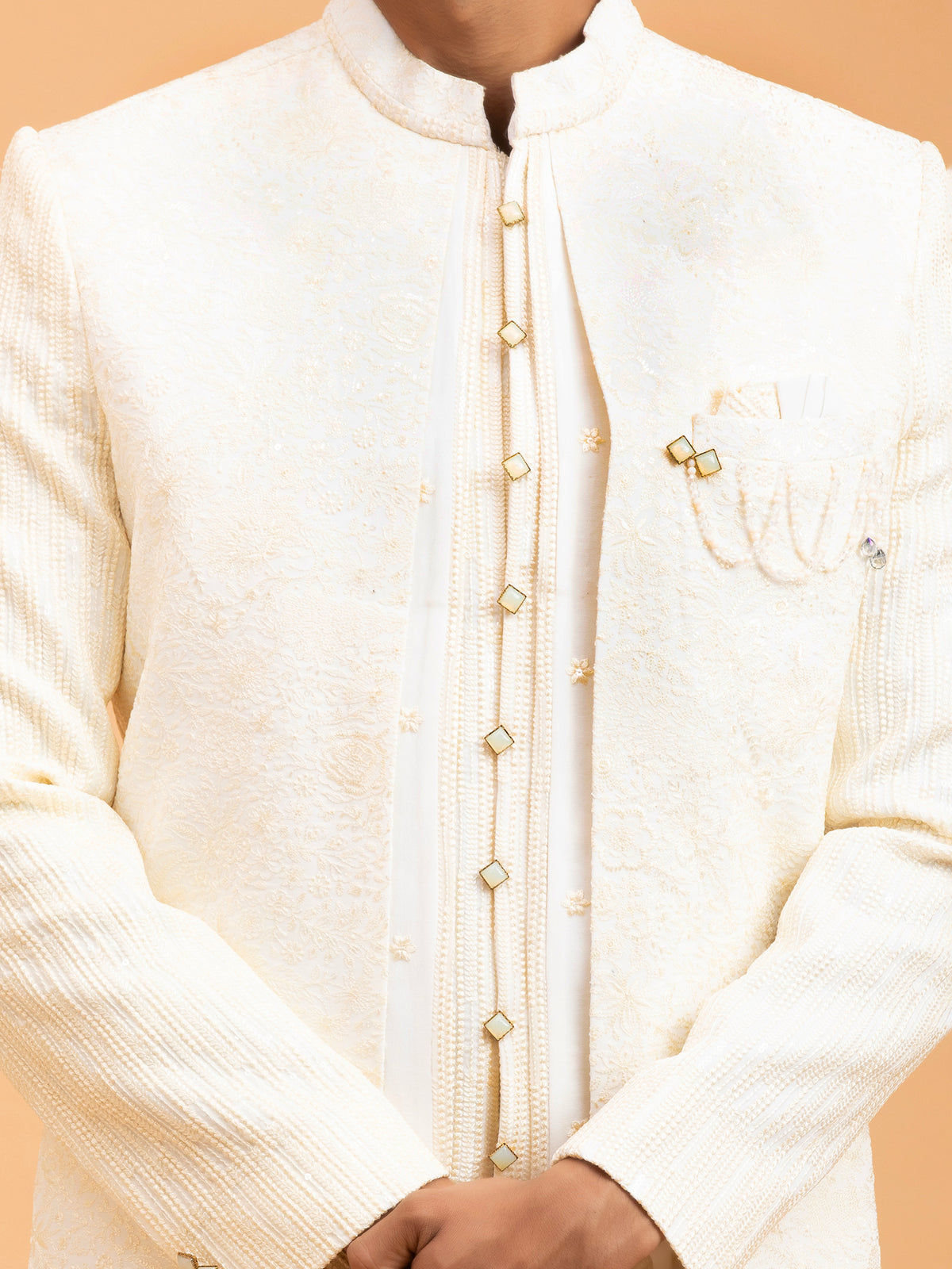 Ivory Pristine Embroidered Indo-Western Set